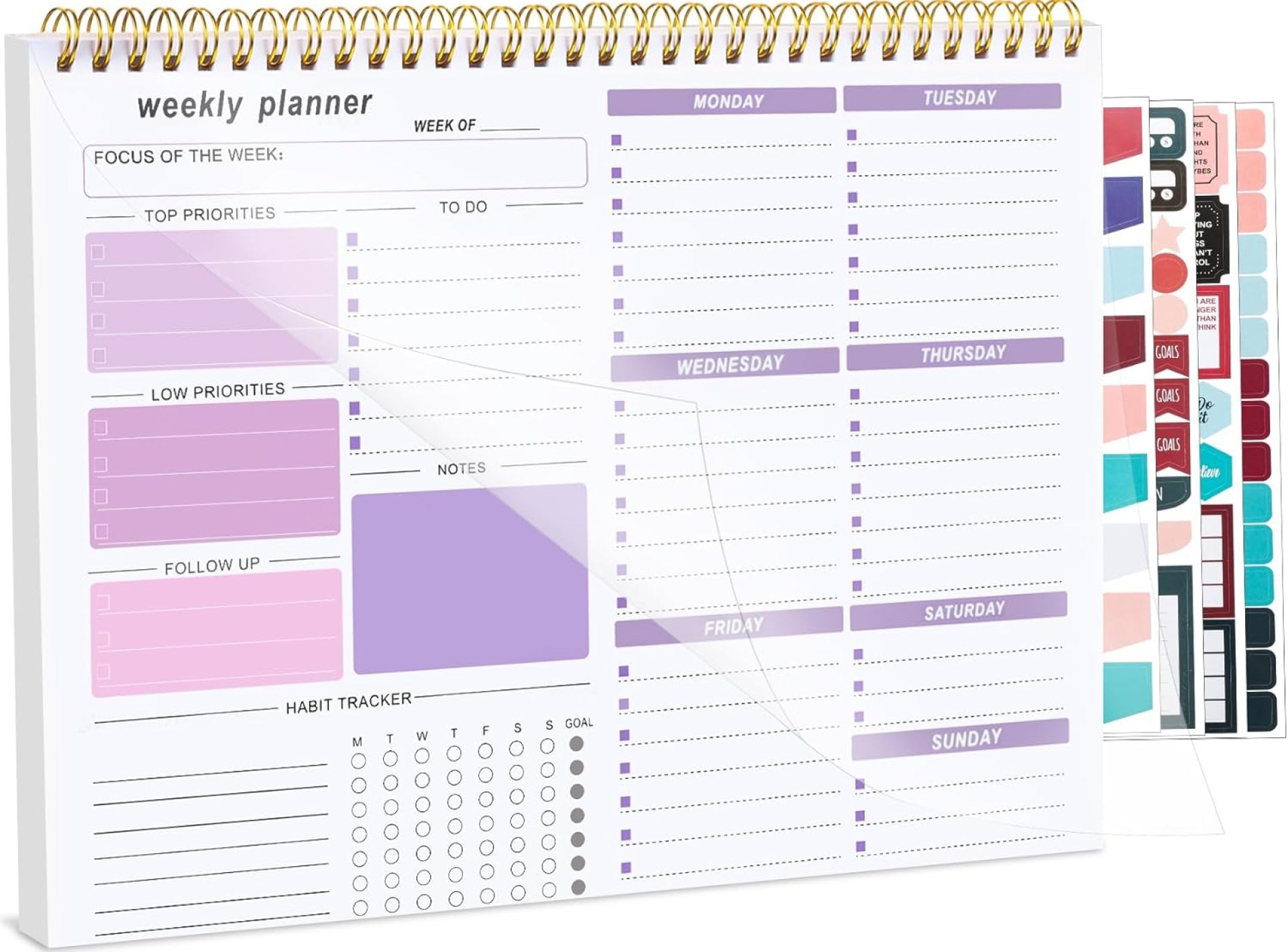 Weekly To Do List Notepad, 8.5”x11” Weekly Desk Planner with 52 Tear Off Sheets Undated Weekly Planner Habit Tracker & Productivity Organizer for Home School and Work, Purple Weekly To Do List Notepad, 8.5”x11” Weekly Desk Planner with 52 Tear Off Sheets Undated Weekly Planner Habit Tracker & Productivity Organizer for Home School and Work, Purple