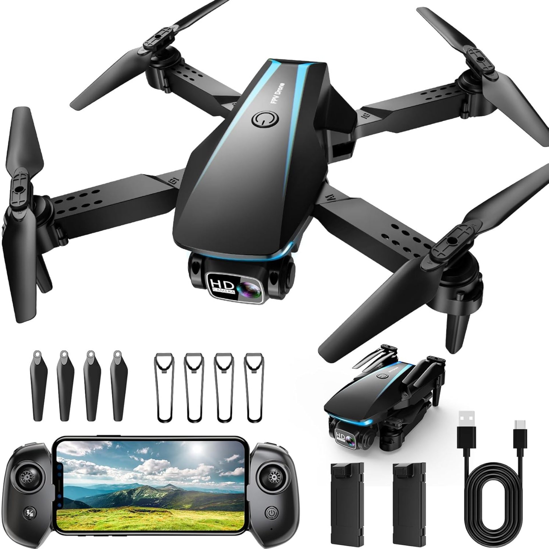 Mini Drone with Camera – Drones for Kids Adults, 1080P HD Foldable Drone with Stable Hover, Auto-Follow, Trajectory Flight, Gravity Control, 90° Adjustable Lens, One Key Take Off/Land, 3D Flip Mini Drone with Camera – Drones for Kids Adults, 1080P HD Foldable Drone with Stable Hover, Auto-Follow, Trajectory Flight, Gravity Control, 90° Adjustable Lens, One Key Take Off/Land, 3D Flip