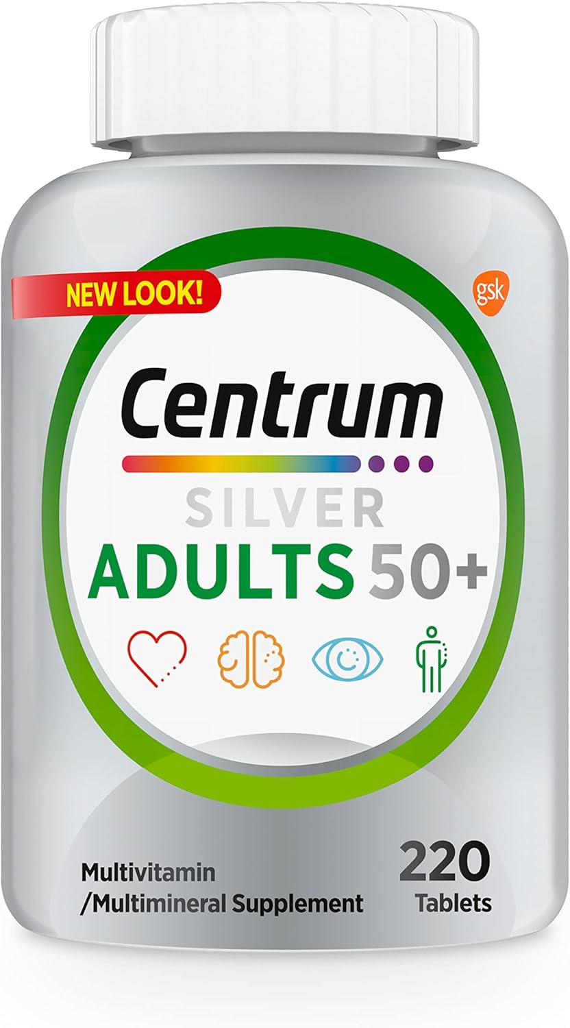 Centrum Silver Multivitamin for Adults 50 Plus, Multivitamin/Multimineral Supplement, Vitamin D3, B Vitamins, Gluten Free, Non-GMO Ingredients, Supports Memory and Cognition in Older Adults – 220 Ct Centrum Silver Multivitamin for Adults 50 Plus, Multivitamin/Multimineral Supplement, Vitamin D3, B Vitamins, Gluten Free, Non-GMO Ingredients, Supports Memory and Cognition in Older Adults – 220 Ct