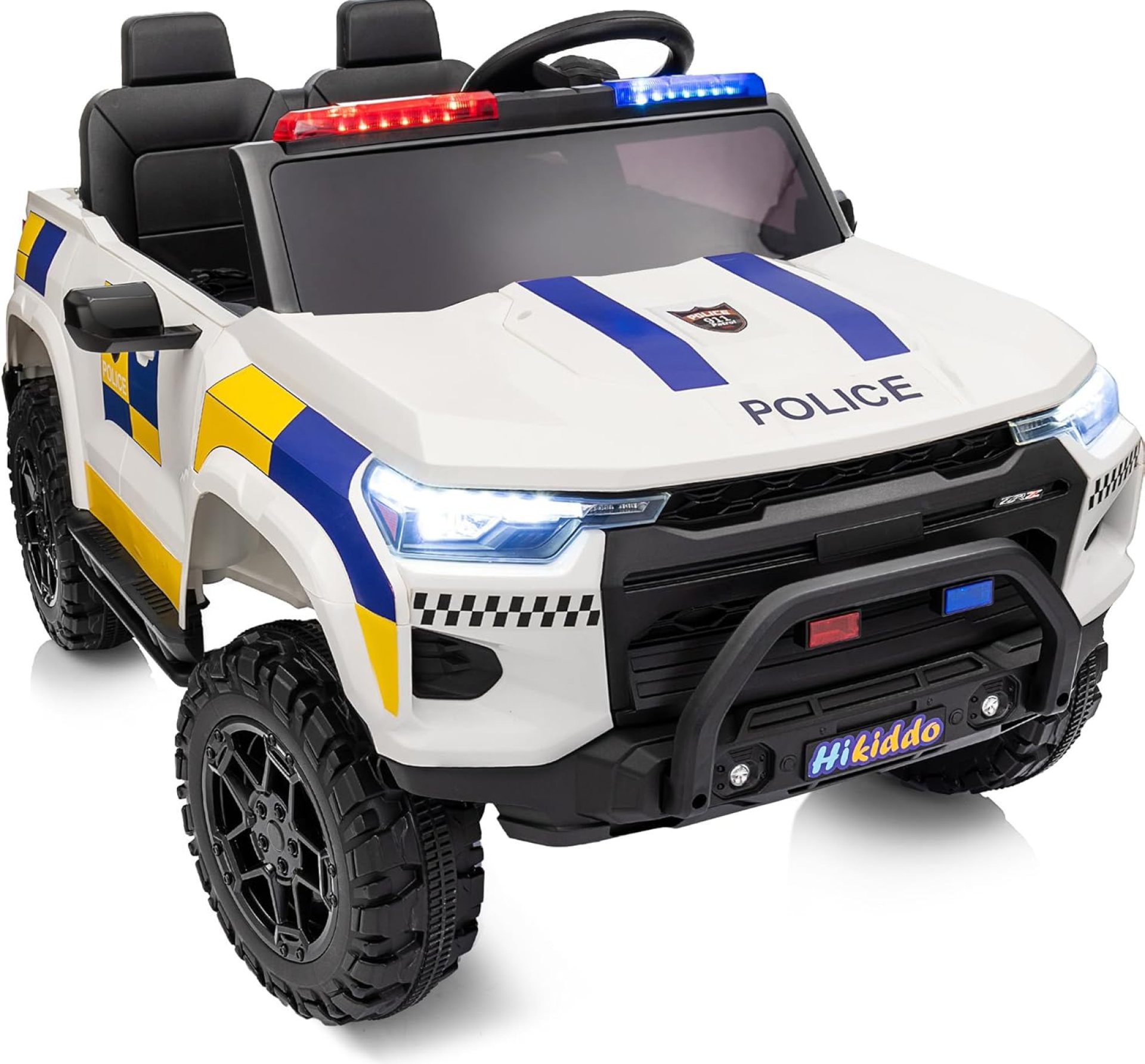 24V 10Ah Electric Police SUV Car Ride-On Toy for Big Kids, 4WD 2-Seater w/Parental Remote Control, 5Mph Max Speed – White 24V 10Ah Electric Police SUV Car Ride-On Toy for Big Kids, 4WD 2-Seater w/Parental Remote Control, 5Mph Max Speed – White