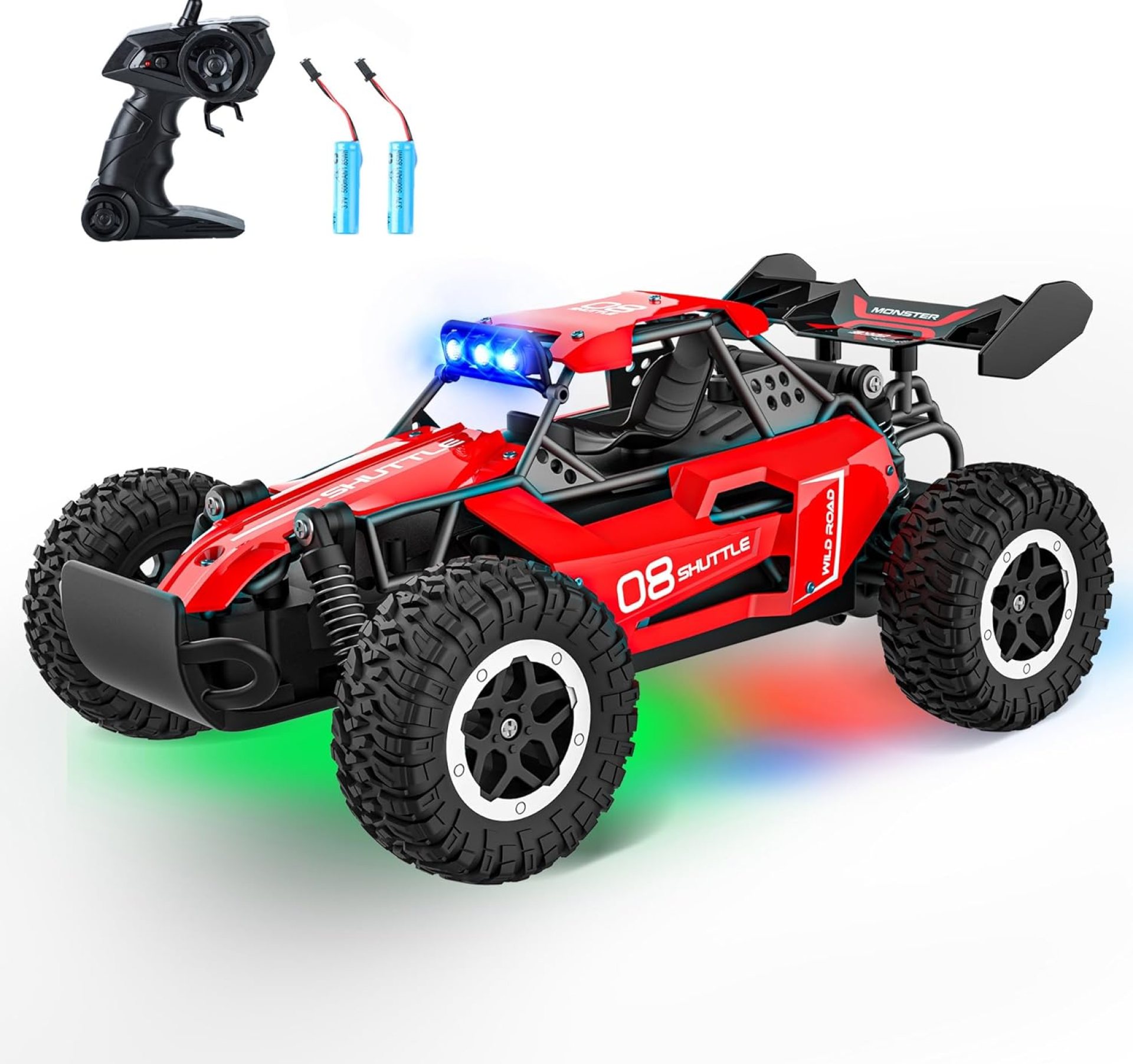 Remote Control Car for Kids 3 4 5 6 7+, 20 KM/H High-Speed RC Cars with LED Lights, 2.4GHz 2WD Monster Truck Toys, Rechargeable RC Car, Toy Cars for Girls Boys, Christmas & Birthday Gifts – Red Remote Control Car for Kids 3 4 5 6 7+, 20 KM/H High-Speed RC Cars with LED Lights, 2.4GHz 2WD Monster Truck Toys, Rechargeable RC Car, Toy Cars for Girls Boys, Christmas & Birthday Gifts – Red