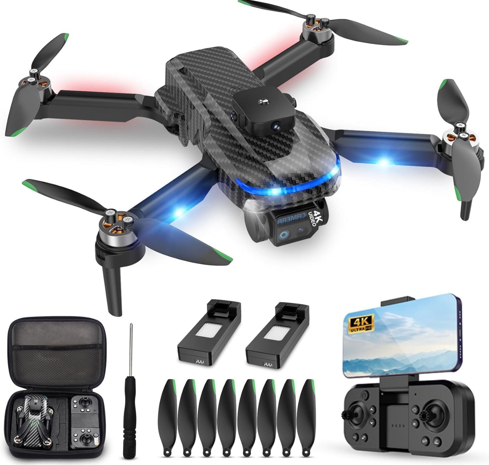 4K Drones with Camera for Kids,Drones for Adults with Emergency Stop, Headless Mode, 360° Flips, Carrying Case & 2 Batteries,Wireless RC Toys for Boys Girls-Black 4K Drones with Camera for Kids,Drones for Adults with Emergency Stop, Headless Mode, 360° Flips, Carrying Case & 2 Batteries,Wireless RC Toys for Boys Girls-Black