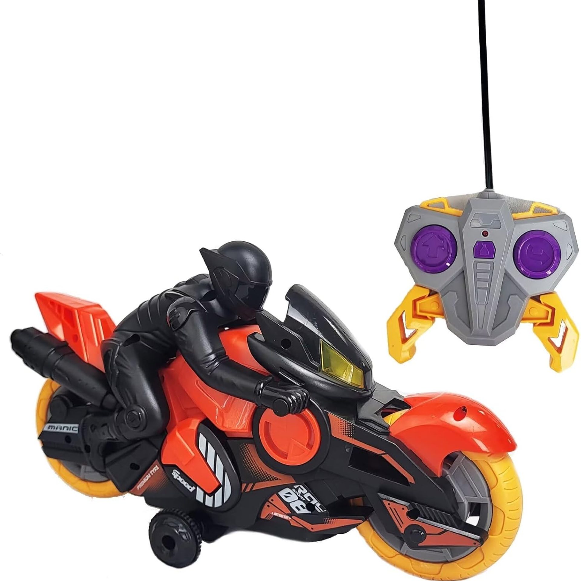 360 Degree Rotate Spinning RC Race Motorcycle, Remote Control Race Biker with Dazzling Headlight, Medium, Red 360 Degree Rotate Spinning RC Race Motorcycle, Remote Control Race Biker with Dazzling Headlight, Medium, Red