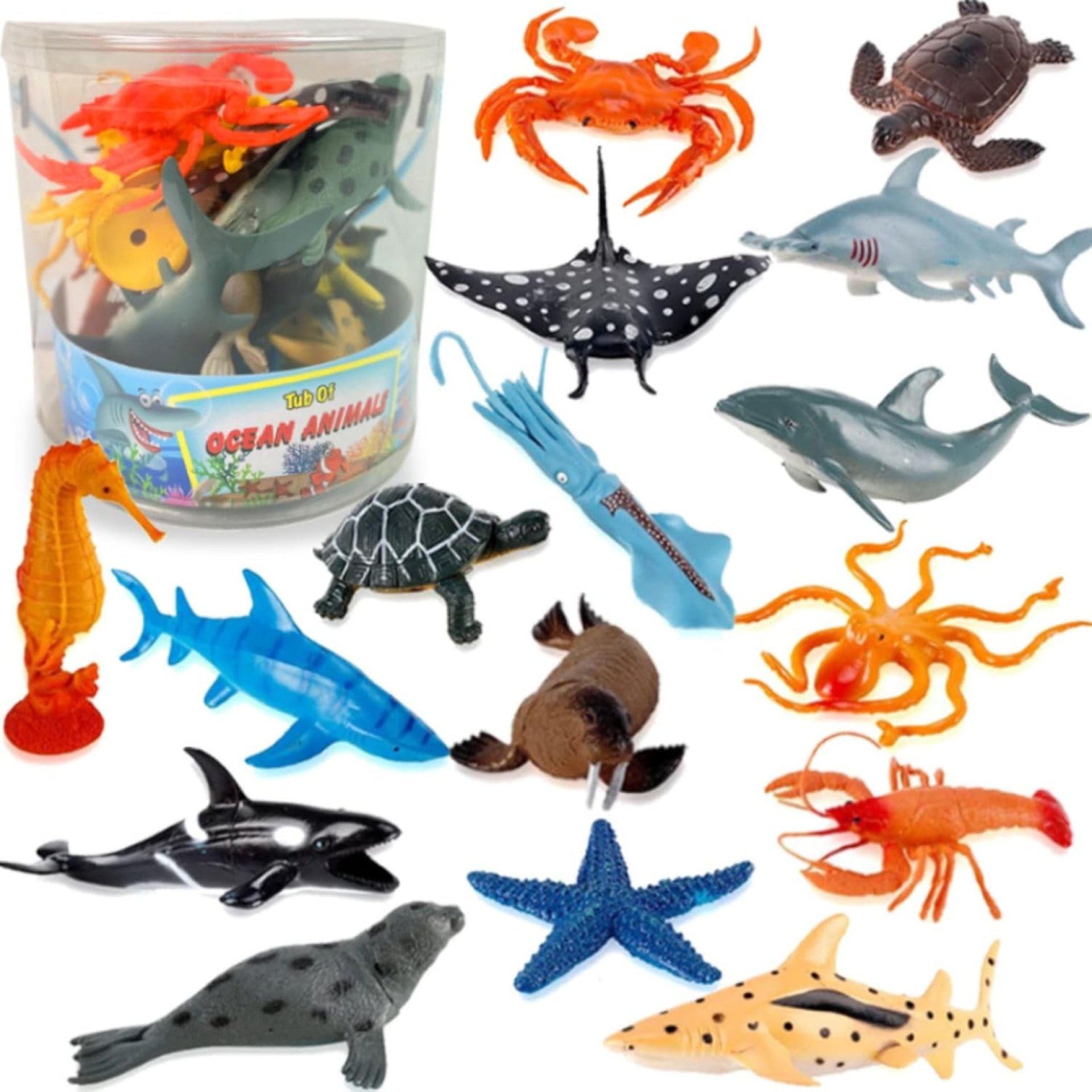 Liberty Imports Bucket of Ocean Sea Animals Toys – 16 PCS Large Underwater Deep Sea Creaures, Realistic Soft Plastic Marine Educational Toy Figures Playset for Toddlers, Kids Liberty Imports Bucket of Ocean Sea Animals Toys – 16 PCS Large Underwater Deep Sea Creaures, Realistic Soft Plastic Marine Educational Toy Figures Playset for Toddlers, Kids
