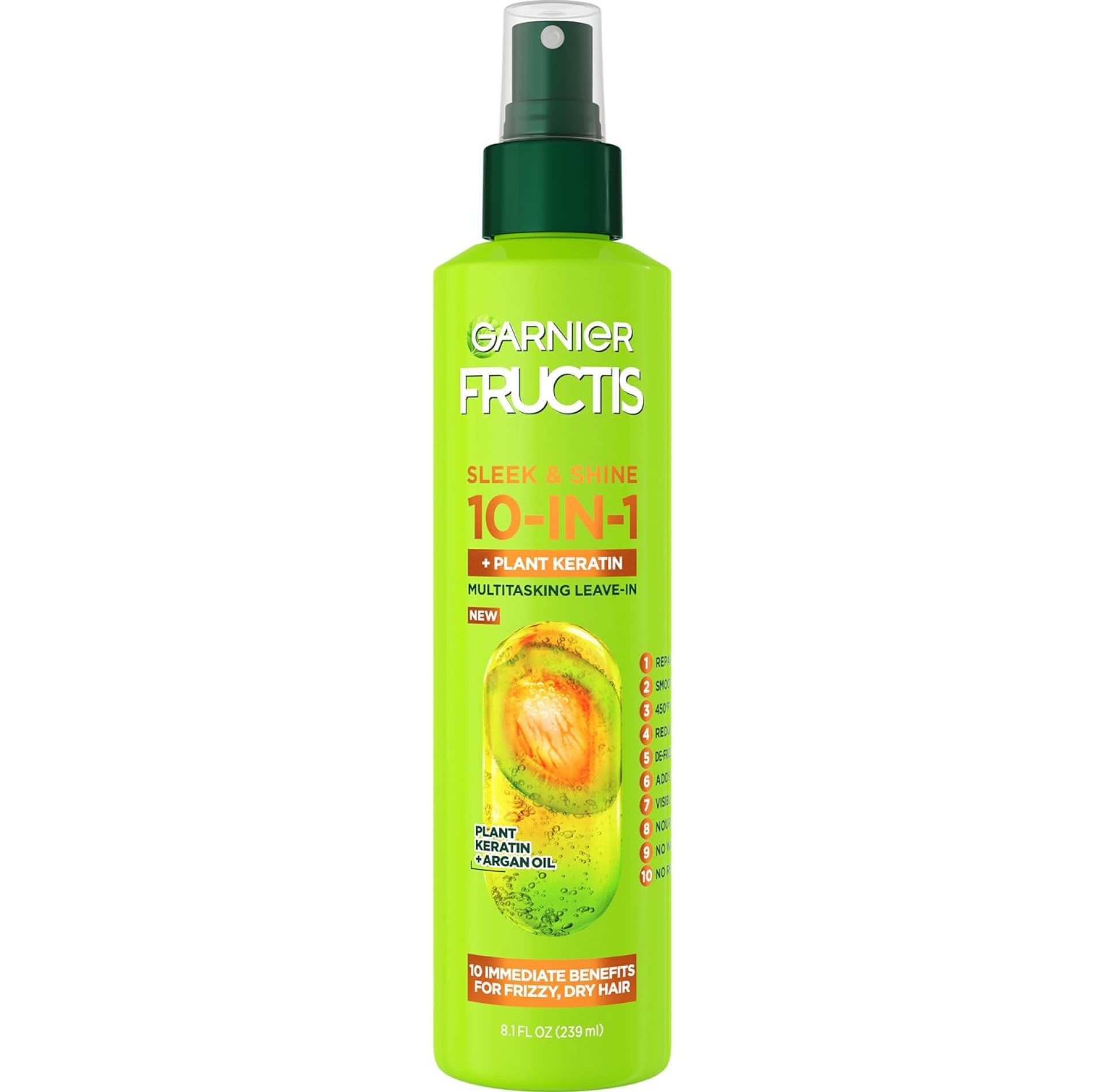 Garnier Fructis Sleek & Shine 10-in-1 for Frizzy, Dry Hair, Plant Keratin, 8.1 Fl Oz, 1 Count (Packaging May Vary) Garnier Fructis Sleek & Shine 10-in-1 for Frizzy, Dry Hair, Plant Keratin, 8.1 Fl Oz, 1 Count (Packaging May Vary)