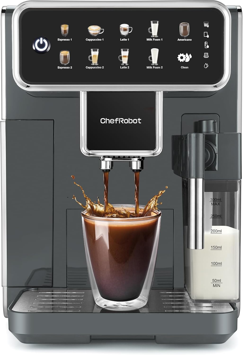 Automatic Espresso Machine Coffee Maker 12 Cup with Grinder Cappuccino Latte Americano Machine with Milk Frother for Home/Office (Gray) Automatic Espresso Machine Coffee Maker 12 Cup with Grinder Cappuccino Latte Americano Machine with Milk Frother for Home/Office (Gray)