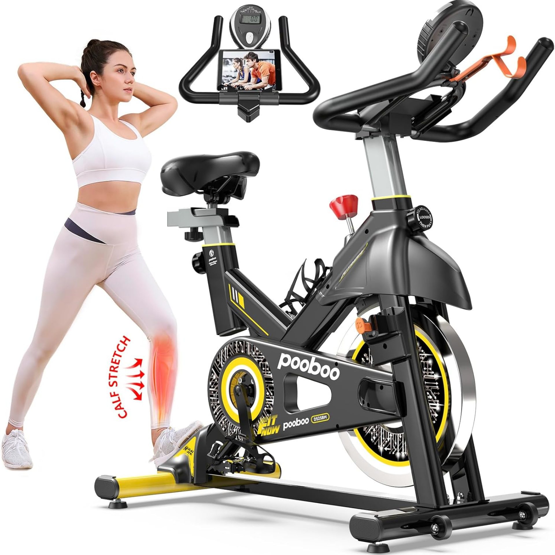 pooboo Exercise Bike, Adjustable Magnetic/Brake Pad Resistance Silent Belt Drive, Indoor Cycling Bike for Home Cardio, Fitness Stationary Bike with 350lbs/300lbs Weight Capacity &Upgraded Version Seat pooboo Exercise Bike, Adjustable Magnetic/Brake Pad Resistance Silent Belt Drive, Indoor Cycling Bike for Home Cardio, Fitness Stationary Bike with 350lbs/300lbs Weight Capacity &Upgraded Version Seat