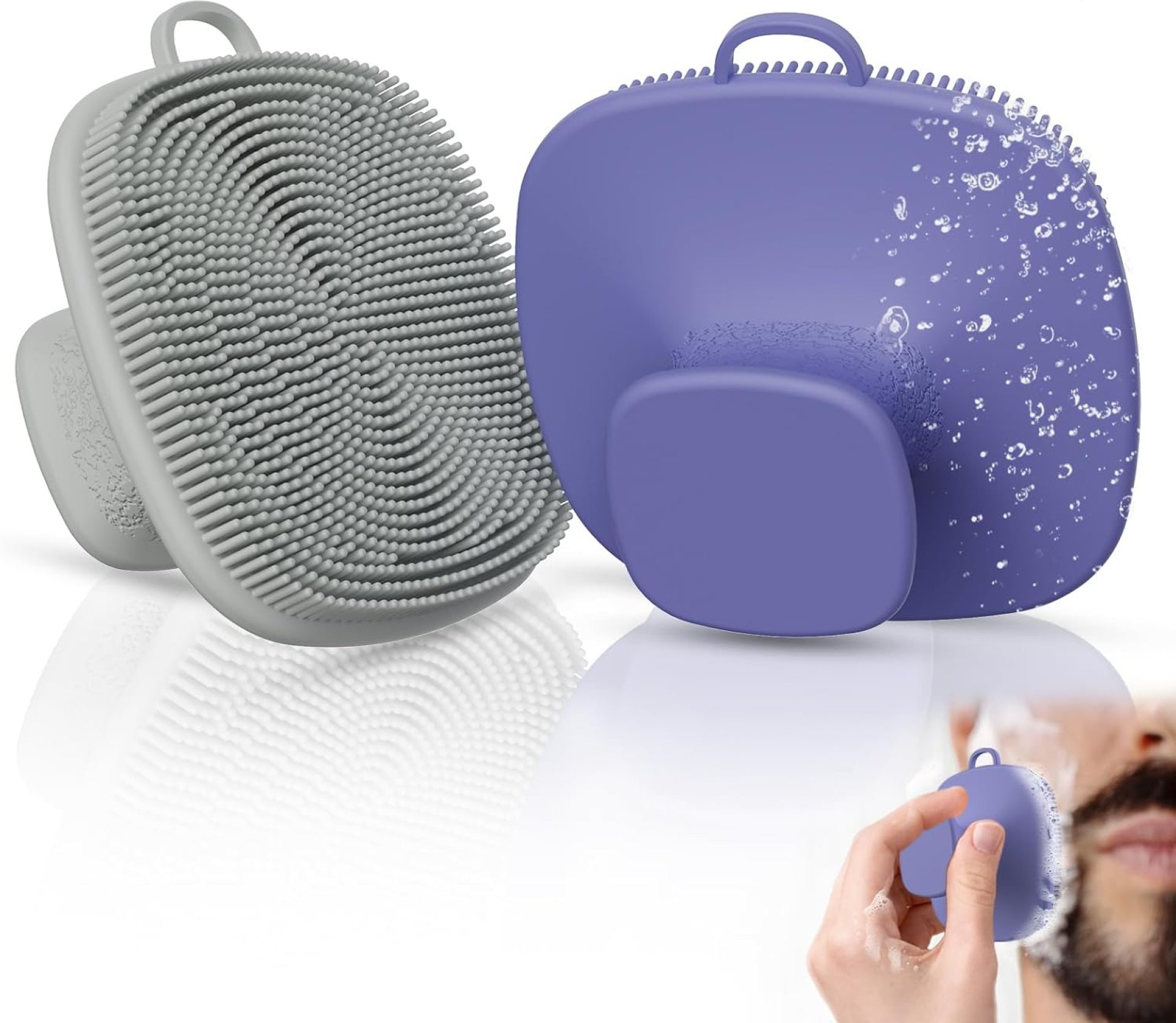 2 Pack Face Scrubber,Silicone Facial Cleansing Brush for Men & Women,Reusable Gentle Facial Waterproof Cleansing Skin Brush Exfoliating Scrubber for Sensitive Skin (Gray+Purple) 2 Pack Face Scrubber,Silicone Facial Cleansing Brush for Men & Women,Reusable Gentle Facial Waterproof Cleansing Skin Brush Exfoliating Scrubber for Sensitive Skin (Gray+Purple)