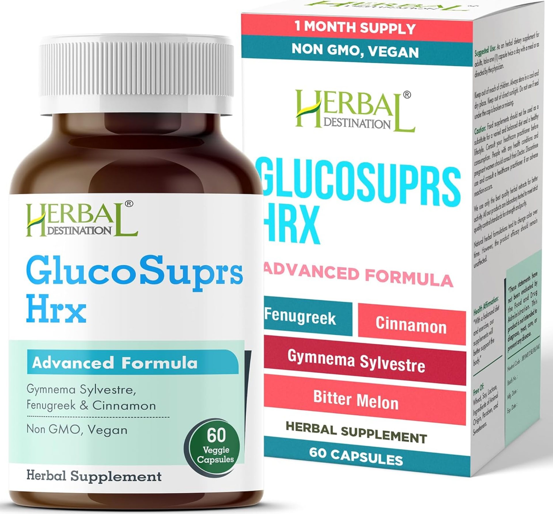 GlucoSuprs Hrx – Gymnema, Bitter Melon, Salacia, Fenugreek, Cinnamon and Jambolan – 60 Capsules GlucoSuprs Hrx – Gymnema, Bitter Melon, Salacia, Fenugreek, Cinnamon and Jambolan – 60 Capsules