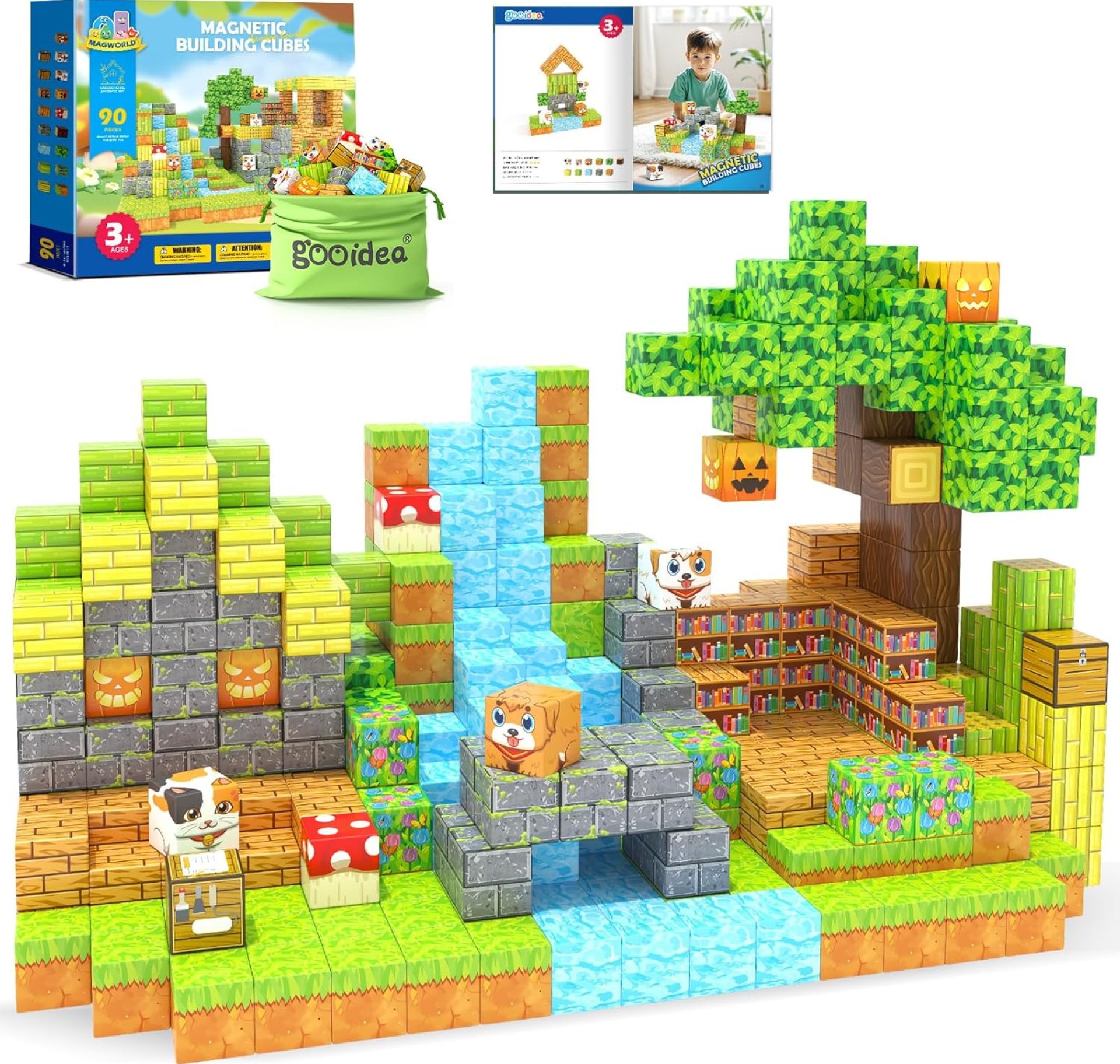 Large Magnetic Blocks 1″ Building Cubes Toys for Kids Ages 4-6 5-7 8-12, Magworld Bamboo House Building Craft Construction Toy Set, Creative Sensory Toys Game Gift for 3+ Year Old Boys Girls Large Magnetic Blocks 1″ Building Cubes Toys for Kids Ages 4-6 5-7 8-12, Magworld Bamboo House Building Craft Construction Toy Set, Creative Sensory Toys Game Gift for 3+ Year Old Boys Girls