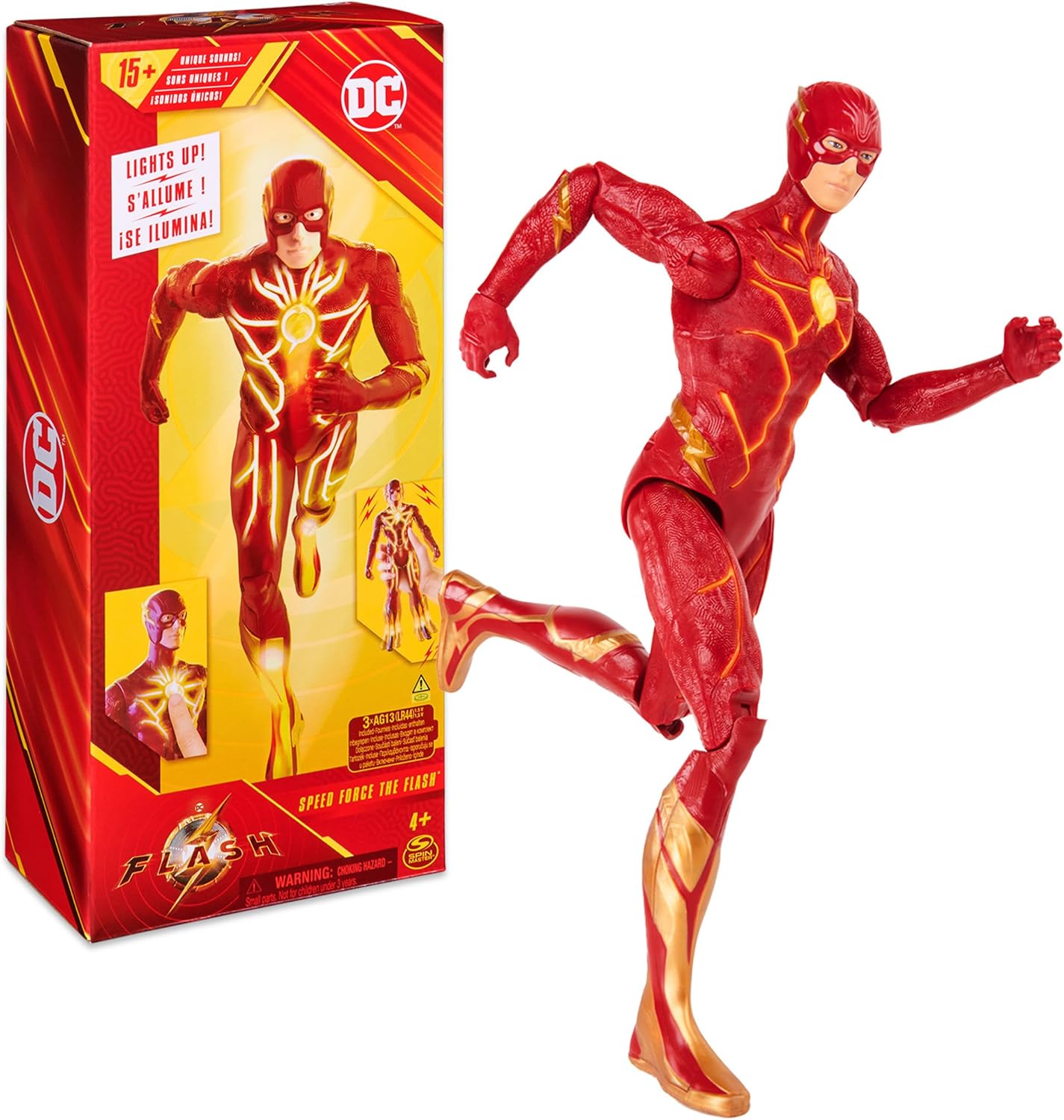 DC Comics, Speed Force The Flash Action Figure, 12-inch, Lights and 15+ Sounds, The Flash Movie Collectible, Kids Toys for Boys and Girls Ages 4+ DC Comics, Speed Force The Flash Action Figure, 12-inch, Lights and 15+ Sounds, The Flash Movie Collectible, Kids Toys for Boys and Girls Ages 4+