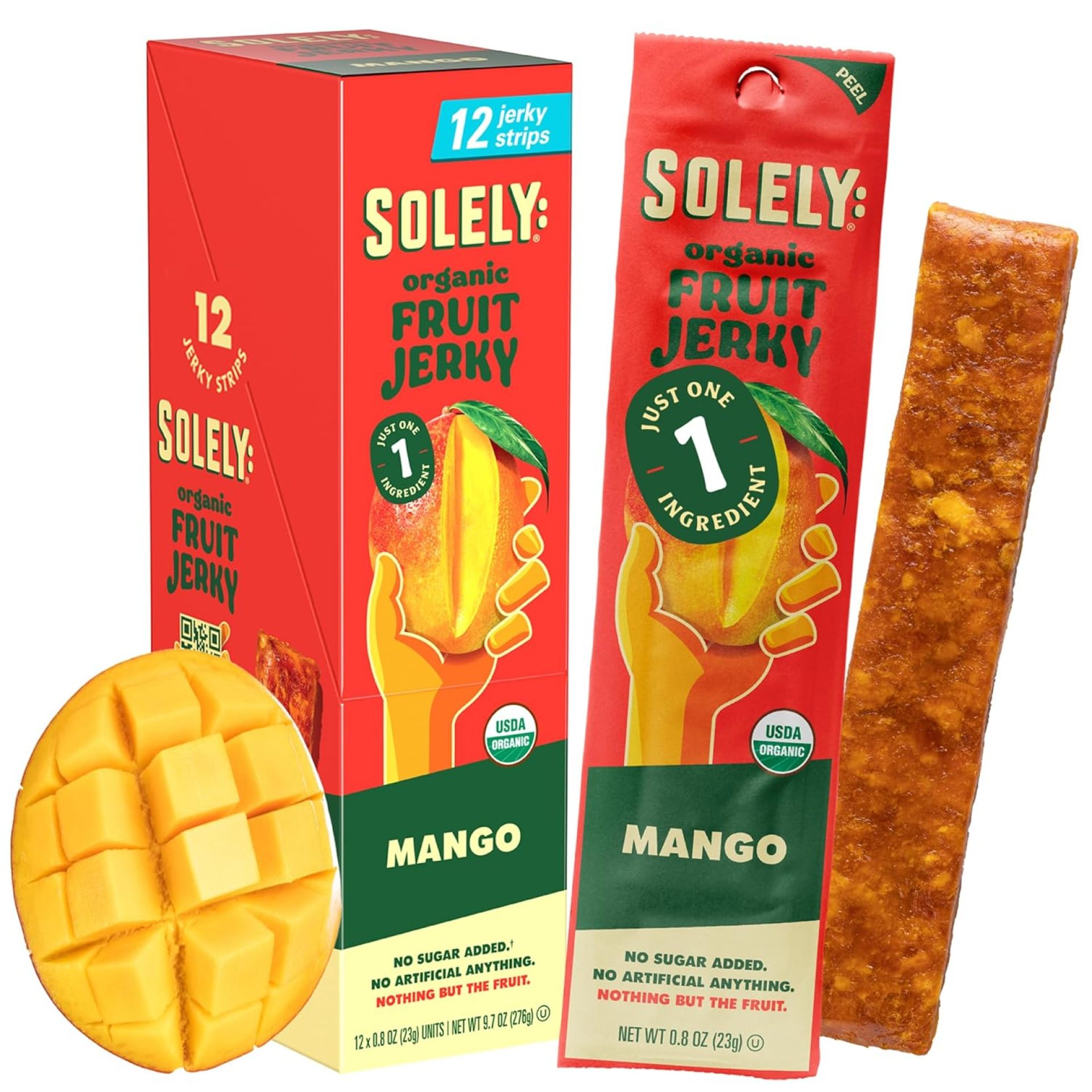 Solely – Organic Mango Fruit Jerky – 12 Individually Wrapped Fruit Strips – Fruit Leather Made from Dried Fruits – Healthy Snacks, Vegan – 0.8oz (23g) Solely – Organic Mango Fruit Jerky – 12 Individually Wrapped Fruit Strips – Fruit Leather Made from Dried Fruits – Healthy Snacks, Vegan – 0.8oz (23g)