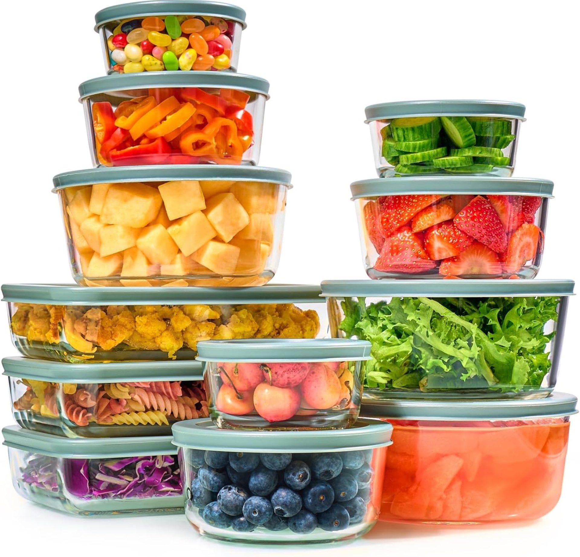 24pc Set Glass Food Storage Containers & Bowls with Airtight Lids – Leakproof BPA-Free Meal Prep Airtight Stackable Lunch Boxes, Kitchen Pantry & Storage Organizers – Microwave Freezer Dishwasher Safe 24pc Set Glass Food Storage Containers & Bowls with Airtight Lids – Leakproof BPA-Free Meal Prep Airtight Stackable Lunch Boxes, Kitchen Pantry & Storage Organizers – Microwave Freezer Dishwasher Safe