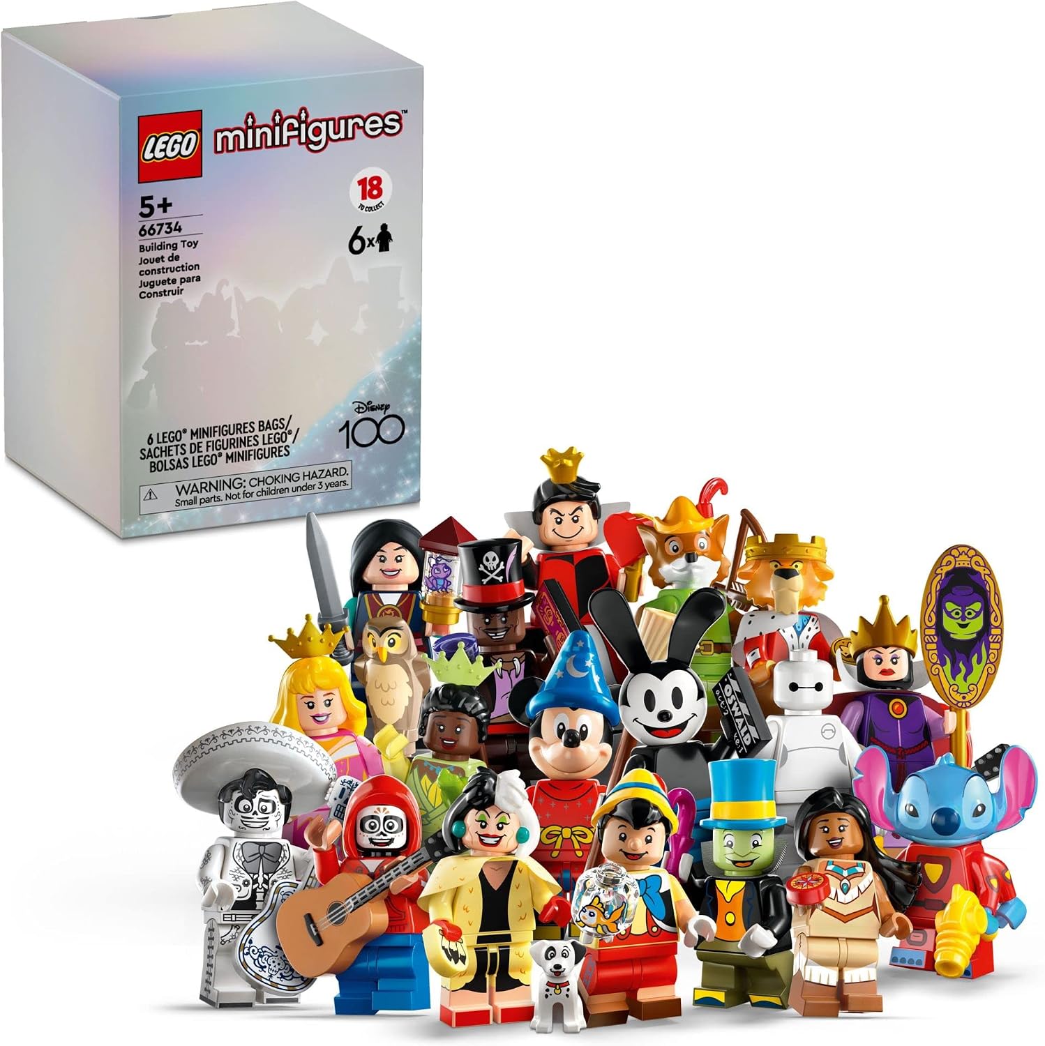 LEGO Minifigures Disney 100 6 Pack 66734 Limited Edition Collectible Figures, Surprise Buildable Disney Characters for Role Play, A Gift for Imaginative Kids Ages 5+ LEGO Minifigures Disney 100 6 Pack 66734 Limited Edition Collectible Figures, Surprise Buildable Disney Characters for Role Play, A Gift for Imaginative Kids Ages 5+