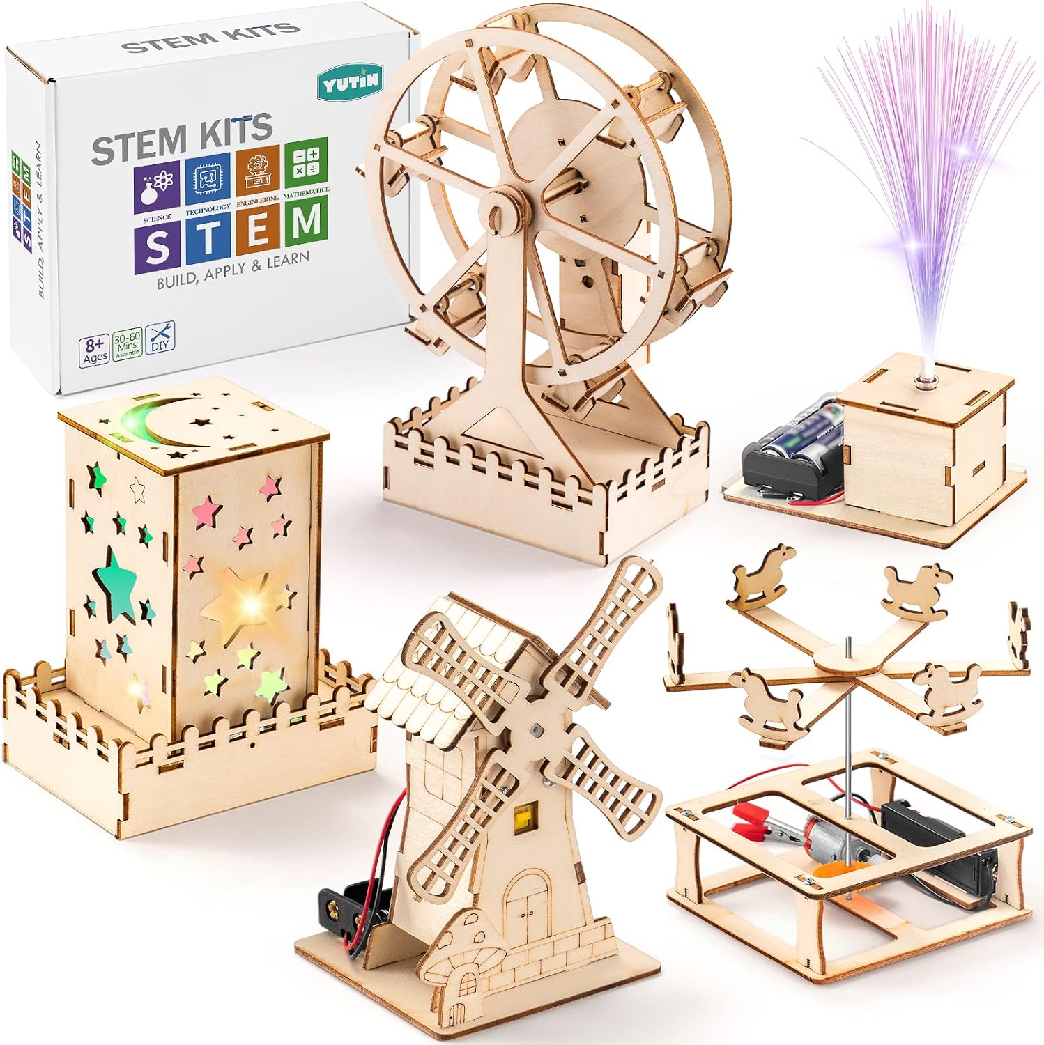 Yutin 5 Individual STEM Science Kits for Kids, Wood Arts and Craft Kits, STEM Toys for Boys Girls Age 8-12 5-7 8 10 12 13 14 Gift Idea, 3D Puzzles Building Engineering Model Set Yutin 5 Individual STEM Science Kits for Kids, Wood Arts and Craft Kits, STEM Toys for Boys Girls Age 8-12 5-7 8 10 12 13 14 Gift Idea, 3D Puzzles Building Engineering Model Set