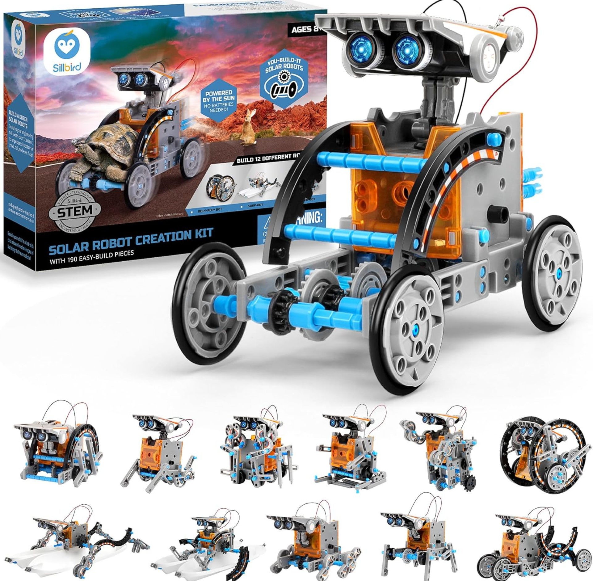 Sillbird 12-in-1 Solar Robot Building Kit STEM Gift for Boys Aged 8-13, DIY Science Educational Robotic Toys for Kids Teens Birthday, Powered by The Sun with 190 Pieces Sillbird 12-in-1 Solar Robot Building Kit STEM Gift for Boys Aged 8-13, DIY Science Educational Robotic Toys for Kids Teens Birthday, Powered by The Sun with 190 Pieces