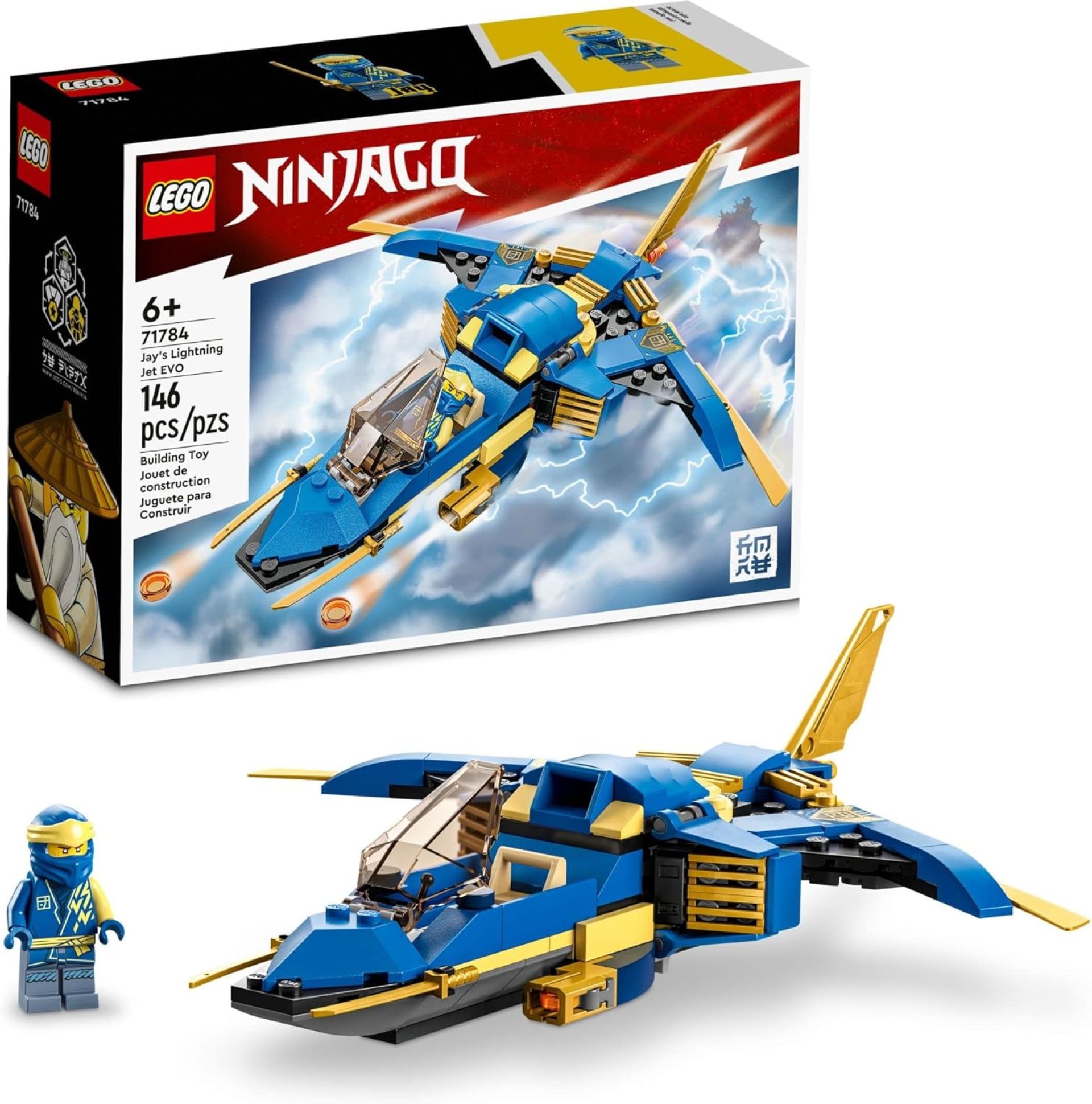 LEGO NINJAGO Jay’s Lightning Jet EVO 71784, Upgradable Toy Plane, Ninja Airplane Building Set, Collectible Birthday Gift Idea for Grandchildren, Kids, Boys and Girls Ages 7 and Up LEGO NINJAGO Jay’s Lightning Jet EVO 71784, Upgradable Toy Plane, Ninja Airplane Building Set, Collectible Birthday Gift Idea for Grandchildren, Kids, Boys and Girls Ages 7 and Up