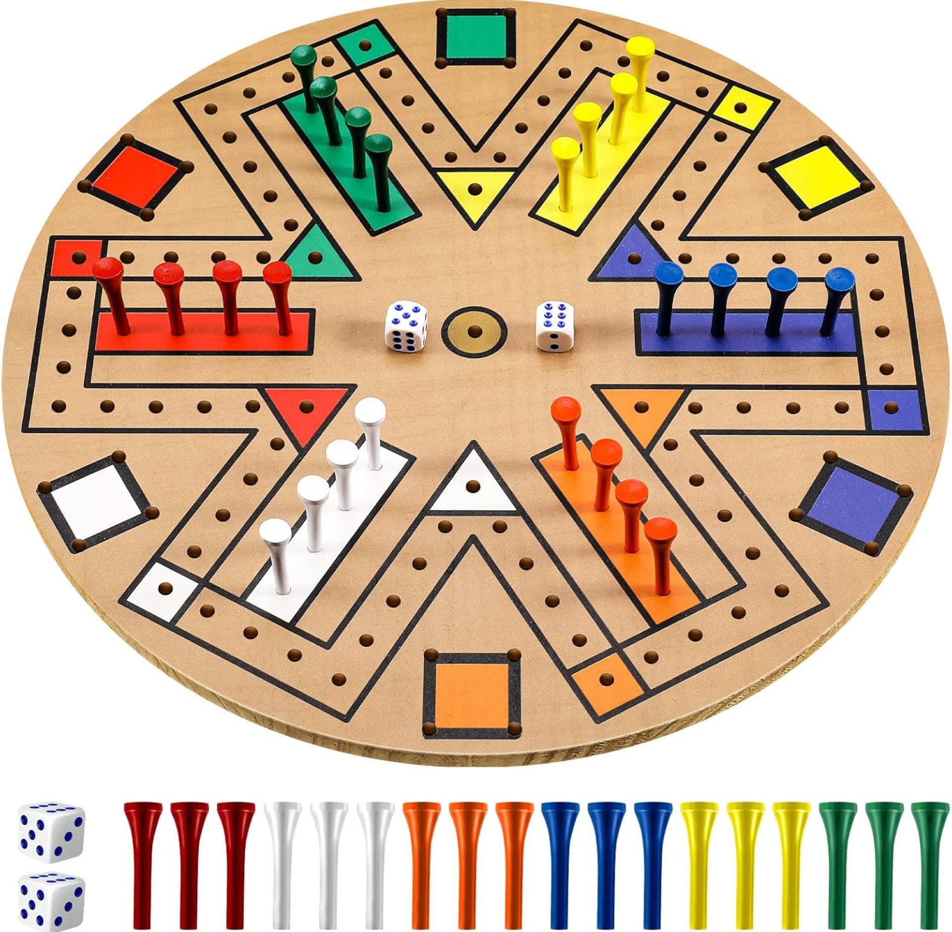 Kathfly Fast Track Board Game Wooden 3-6 Players Board Game Set with 24 Board Game Pieces and 2 Dice, Fast Track Game Night for Adult Teens Family Game, 6 Colors (14.2 Inch) Kathfly Fast Track Board Game Wooden 3-6 Players Board Game Set with 24 Board Game Pieces and 2 Dice, Fast Track Game Night for Adult Teens Family Game, 6 Colors (14.2 Inch)