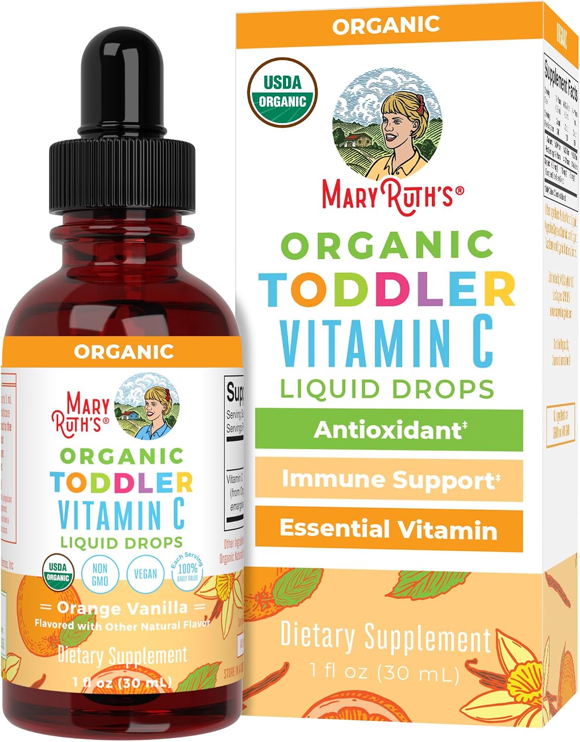 MaryRuth Organics Toddler Vitamin C Drops | USDA Organic Vitamin C Liquid Drops for Toddler | Ages 1-3 Years | Vitamin for Immune Support & Overall Health | Vegan | Non-GMO | Gluten Free | 30 Servings MaryRuth Organics Toddler Vitamin C Drops | USDA Organic Vitamin C Liquid Drops for Toddler | Ages 1-3 Years | Vitamin for Immune Support & Overall Health | Vegan | Non-GMO | Gluten Free | 30 Servings