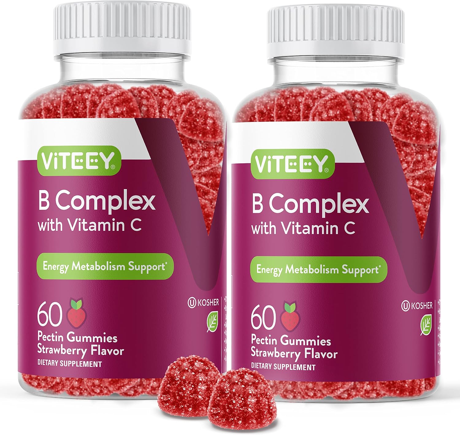Viteey Vitamin B Complex Gummies with Vitamin C – Energy, Metabolism & Immune Support – B6, B12, Niacin, Folic Acid, Biotin, Calcium – Vegan, Gluten-Free – 120 Count Viteey Vitamin B Complex Gummies with Vitamin C – Energy, Metabolism & Immune Support – B6, B12, Niacin, Folic Acid, Biotin, Calcium – Vegan, Gluten-Free – 120 Count