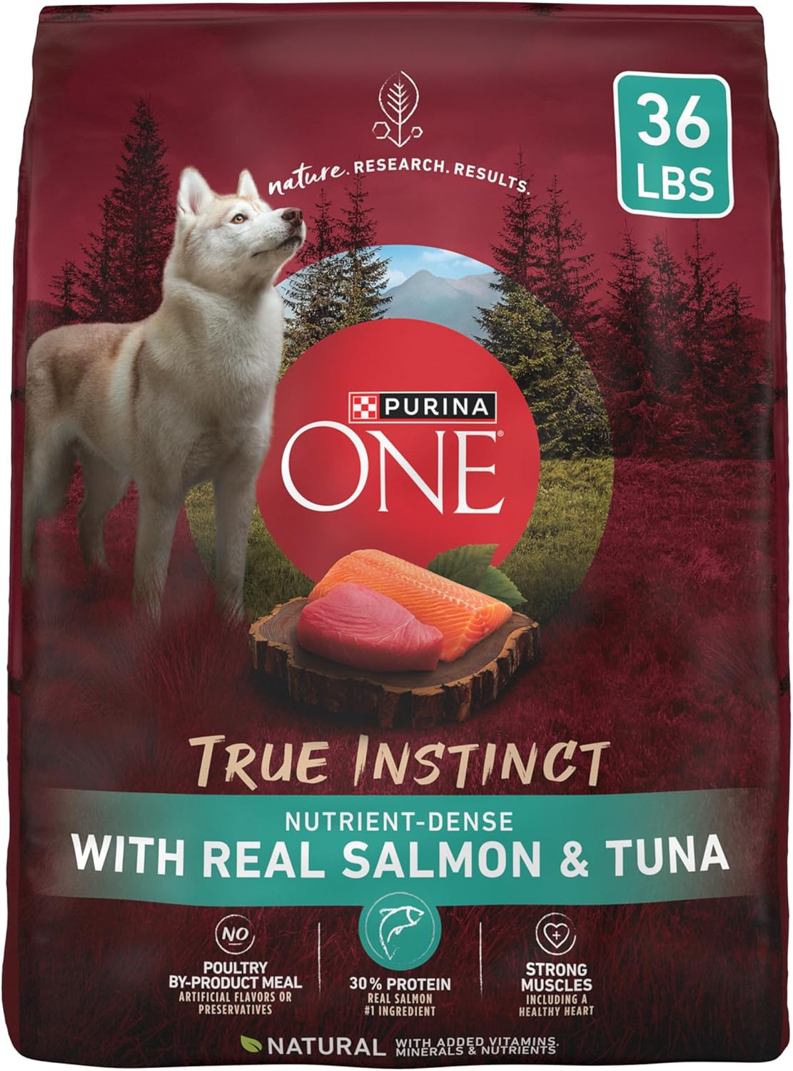 Purina ONE True Instinct With Real Salmon and Tuna Natural With Added Vitamins, Minerals and Nutrients High Protein Dog Food Dry Formula – 36 lb. Bag Purina ONE True Instinct With Real Salmon and Tuna Natural With Added Vitamins, Minerals and Nutrients High Protein Dog Food Dry Formula – 36 lb. Bag