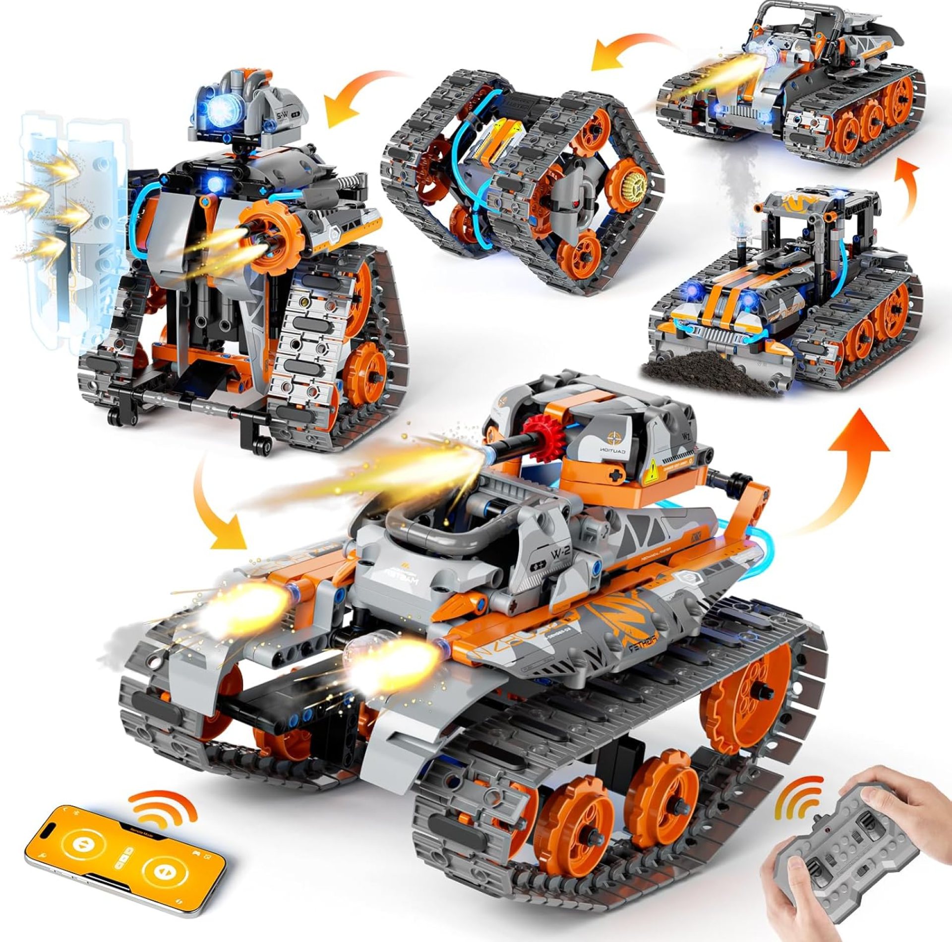 5-in-1 STEM Building Set Toys for Kids Remote & App Controlled Construction Robot/Car/Tank/Bulldozer/Tracked Racer Coding Kit for Boys Girls Age 6 7 8-12+ Year Old (552 Pcs) 5-in-1 STEM Building Set Toys for Kids Remote & App Controlled Construction Robot/Car/Tank/Bulldozer/Tracked Racer Coding Kit for Boys Girls Age 6 7 8-12+ Year Old (552 Pcs)