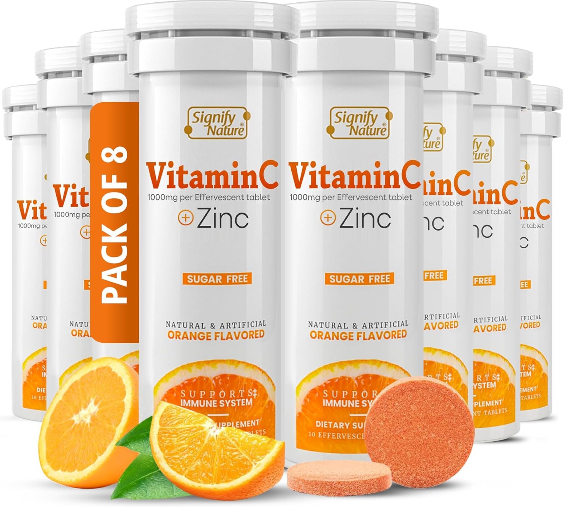 SIGNIFY NATURE Vitamin C 1000mg Effervescent Tablets – Potent Immune Support VIT C with Zinc Supplement – Sugar-Free & Vegan Formula | Dissolvable Vitamin C Tablets – Water Soluble Fizzy Elixir – 80CT SIGNIFY NATURE Vitamin C 1000mg Effervescent Tablets – Potent Immune Support VIT C with Zinc Supplement – Sugar-Free & Vegan Formula | Dissolvable Vitamin C Tablets – Water Soluble Fizzy Elixir – 80CT
