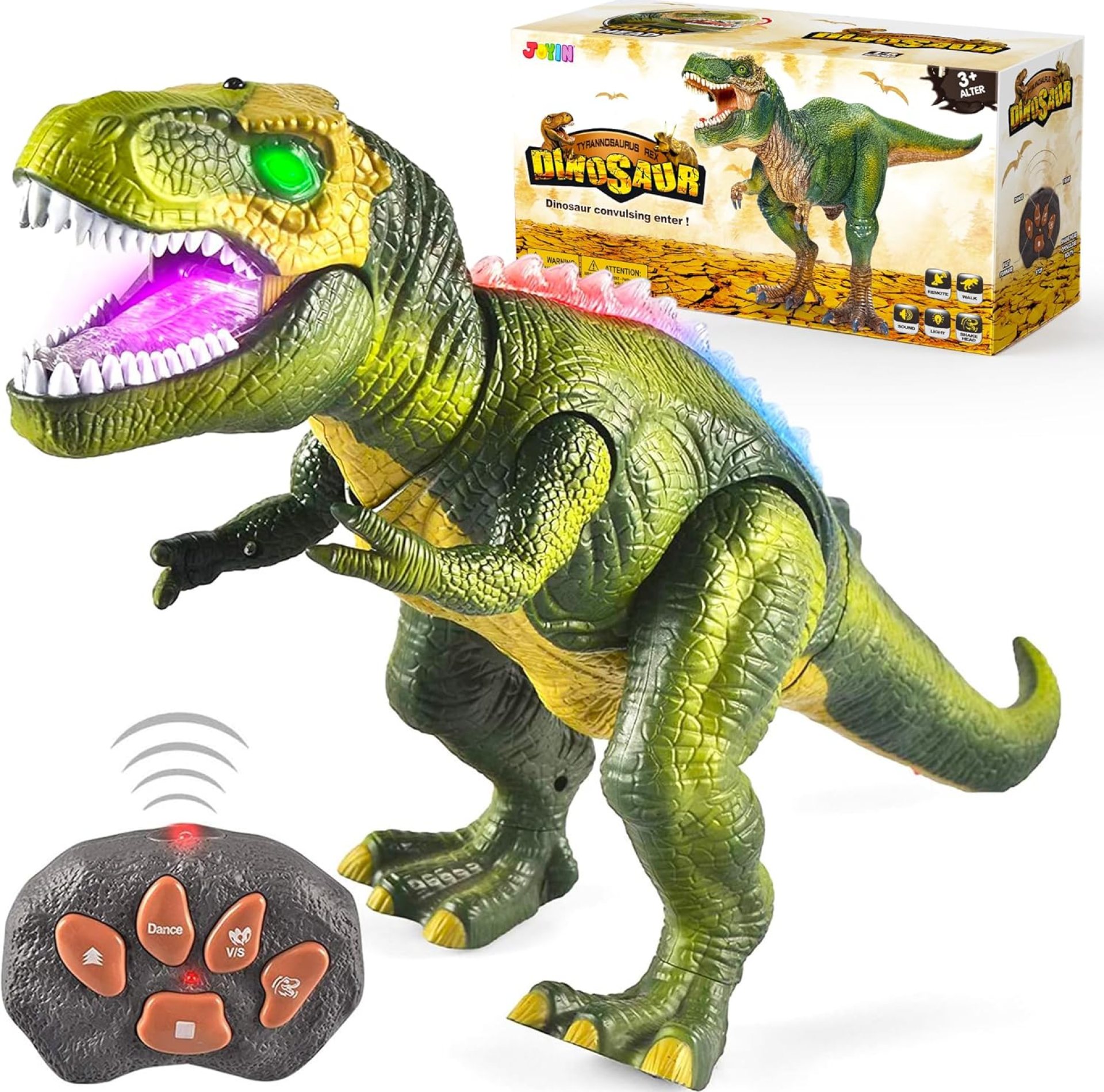 JOYIN Robot Dinosaur Toy for Kids Boys 3+ Big T rex with Light and Realistic Roaring Sound, Remote Control Walking & Dancing Dinosaur, Electronic Steam Toy, Birthday Gift for Kids Boys Girls JOYIN Robot Dinosaur Toy for Kids Boys 3+ Big T rex with Light and Realistic Roaring Sound, Remote Control Walking & Dancing Dinosaur, Electronic Steam Toy, Birthday Gift for Kids Boys Girls