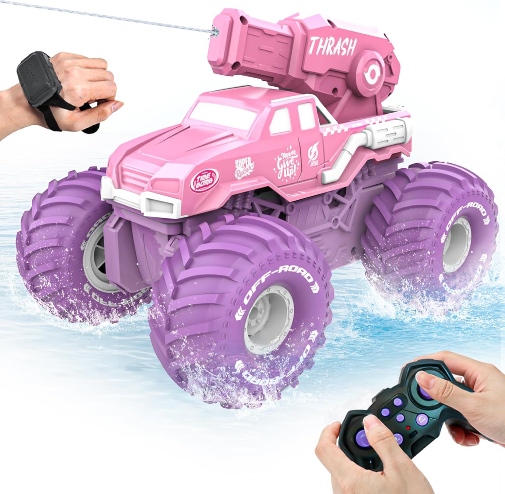 BEZGAR Amphibious Remote Control Monster Truck – 1:16 RC Car Boats 2.4GHz Waterproof Tank with Shooting Water Pistol, 4WD All-terrian Off-Road Pickup Summer Pool Toy Outdoor Gift for Kids Age 4-8 6-12 BEZGAR Amphibious Remote Control Monster Truck – 1:16 RC Car Boats 2.4GHz Waterproof Tank with Shooting Water Pistol, 4WD All-terrian Off-Road Pickup Summer Pool Toy Outdoor Gift for Kids Age 4-8 6-12