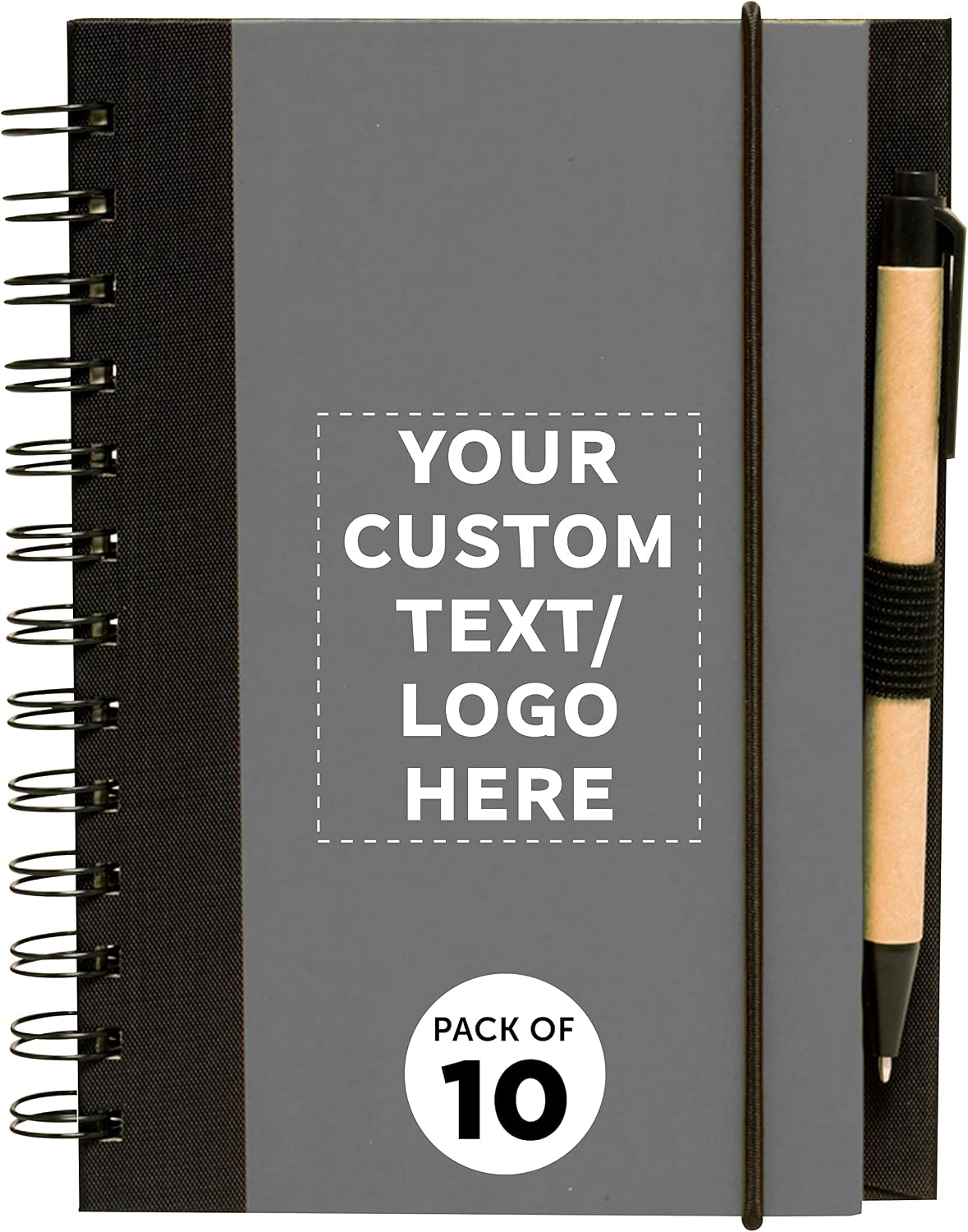 DISCOUNT PROMOS Custom Eco Block Notebooks with Pens Set of 10, Personalized Bulk Pack – Perfect for School, Office, Business, Home – Smoke DISCOUNT PROMOS Custom Eco Block Notebooks with Pens Set of 10, Personalized Bulk Pack – Perfect for School, Office, Business, Home – Smoke