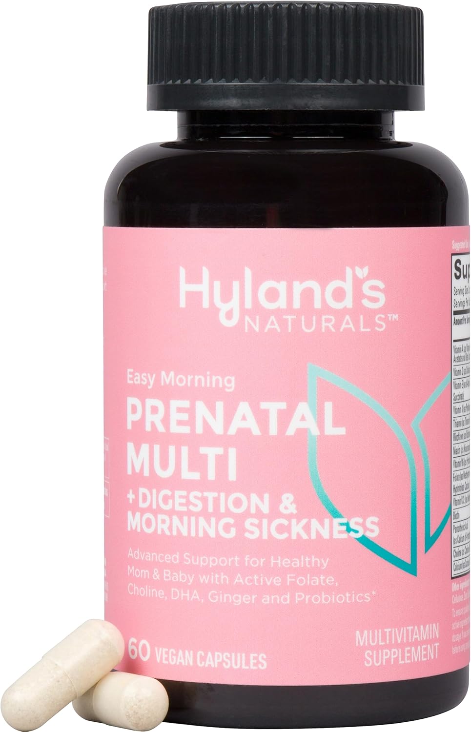 Hyland’s Easy Morning Prenatal Multivitamin and Digestive Health and Morning Sickness Relief, 60 Vegan Capsules with Folate, Choline, Zinc, Ginger Root, Prebiotics and Algae DHA Hyland’s Easy Morning Prenatal Multivitamin and Digestive Health and Morning Sickness Relief, 60 Vegan Capsules with Folate, Choline, Zinc, Ginger Root, Prebiotics and Algae DHA