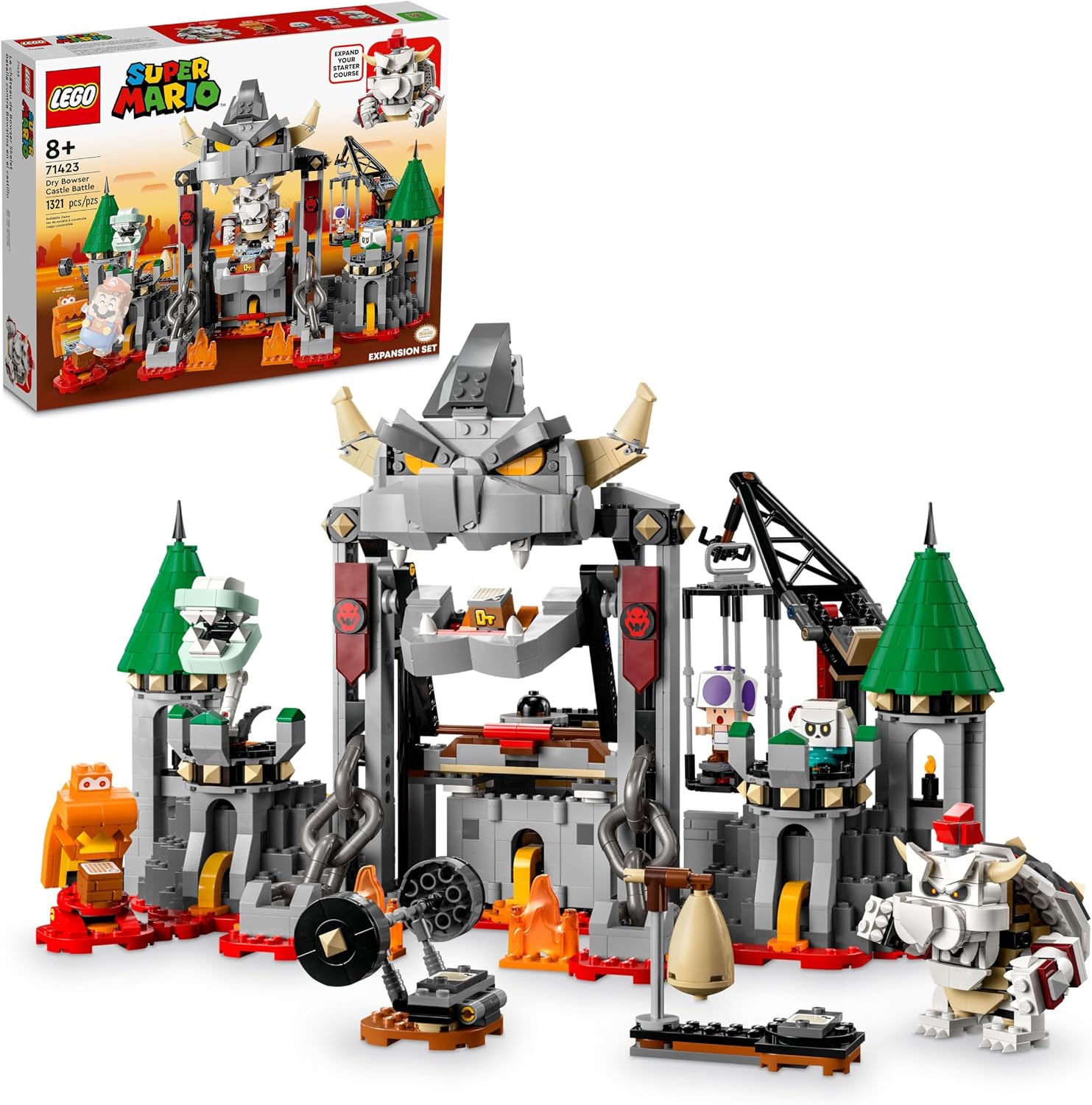 LEGO Super Mario Dry Bowser Castle Battle Expansion Set, Buildable Game with 5 Super Mario Figures, Collectible Playset to Combine with a Starter Course, Super Mario Gift Set for Kids Ages 8-10, 71423 LEGO Super Mario Dry Bowser Castle Battle Expansion Set, Buildable Game with 5 Super Mario Figures, Collectible Playset to Combine with a Starter Course, Super Mario Gift Set for Kids Ages 8-10, 71423