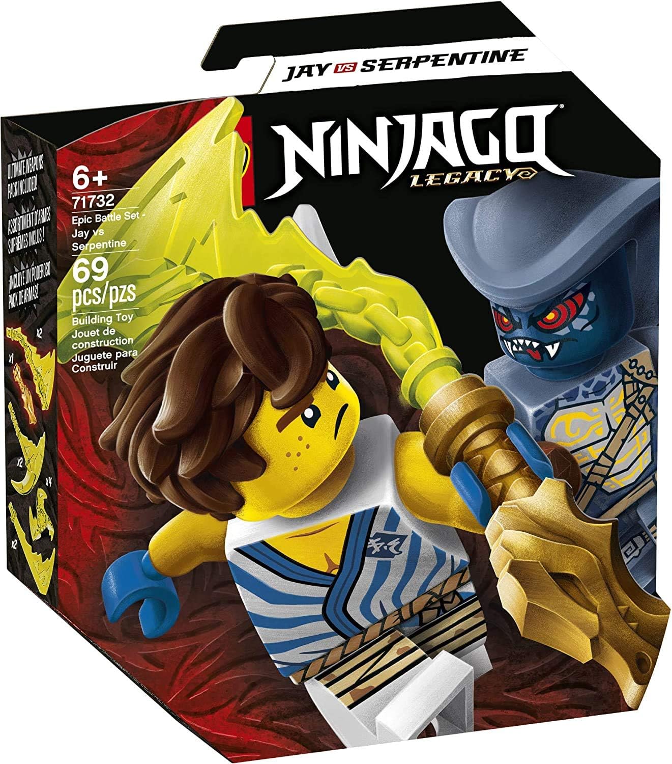 LEGO NINJAGO Epic Battle Set – Jay vs. Serpentine 71732 Building Kit; Ninja Playset Featuring Spinning Battle Toy, New 2021 (69 Pieces) LEGO NINJAGO Epic Battle Set – Jay vs. Serpentine 71732 Building Kit; Ninja Playset Featuring Spinning Battle Toy, New 2021 (69 Pieces)