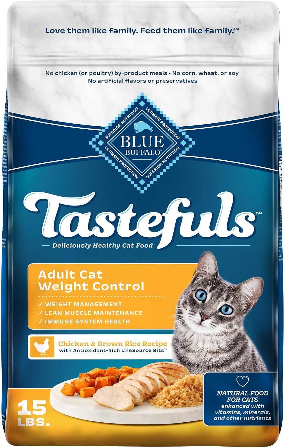 Blue Buffalo Tastefuls Natural Food for Adult Cats, Weight Control, 15-lb. Bag Blue Buffalo Tastefuls Natural Food for Adult Cats, Weight Control, 15-lb. Bag