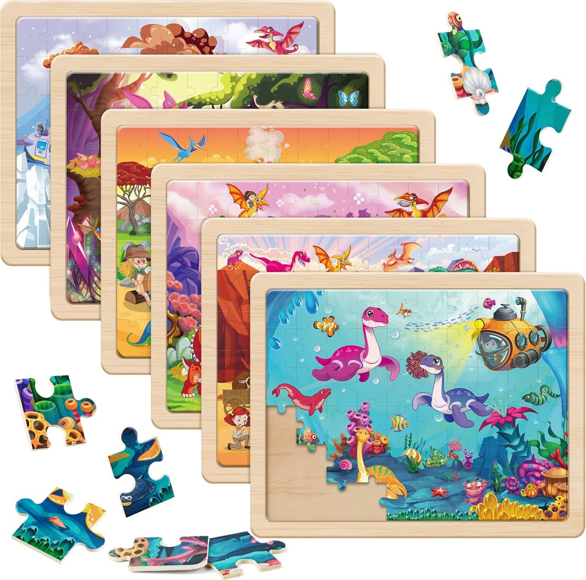 SYNARRY Wooden Dinosaur Puzzles for Kids Ages 4-6, 6 Packs 60 PCs Jigsaw Puzzles Educational Toys Gifts for Children Ages 4-8, Kids Puzzles for 4+ Year Olds Boys Girls SYNARRY Wooden Dinosaur Puzzles for Kids Ages 4-6, 6 Packs 60 PCs Jigsaw Puzzles Educational Toys Gifts for Children Ages 4-8, Kids Puzzles for 4+ Year Olds Boys Girls