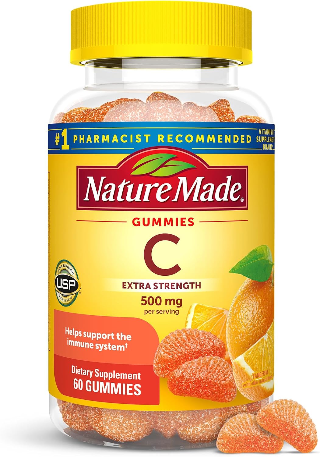 Nature Made Extra Strength Dosage Vitamin C 500 mg per serving, Dietary Supplement for Immune Support, 60 Gummies, 30 Day Supply Nature Made Extra Strength Dosage Vitamin C 500 mg per serving, Dietary Supplement for Immune Support, 60 Gummies, 30 Day Supply