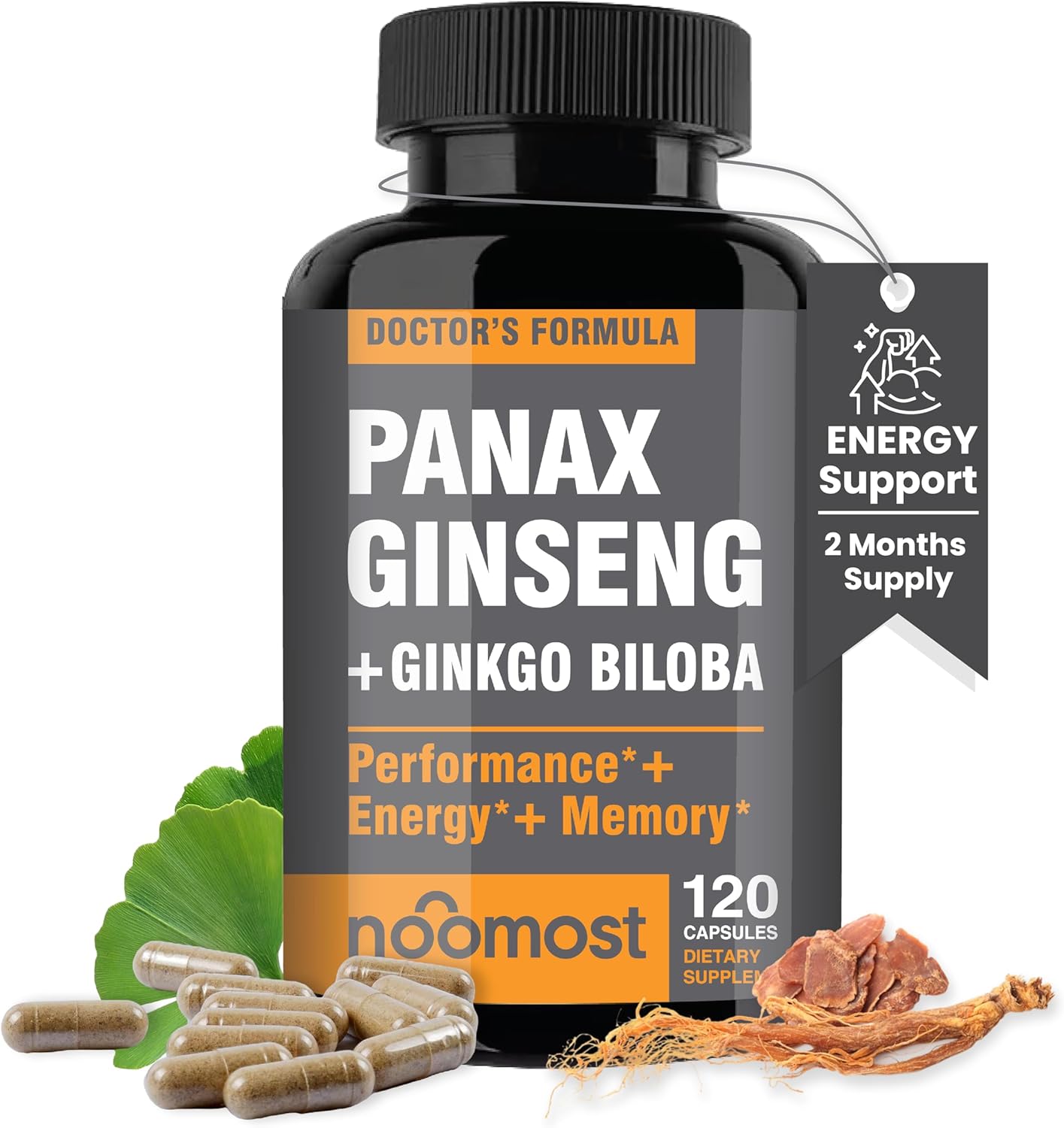 Authentic Korean Red Panax Ginseng + Ginkgo Biloba, 120 Vegan Capsules, Ginseng Root Extract Powder 1000mg (10% Ginsenosides) + Gingko Biloba 60mg, Energy and Focus Pills for Men and Women Authentic Korean Red Panax Ginseng + Ginkgo Biloba, 120 Vegan Capsules, Ginseng Root Extract Powder 1000mg (10% Ginsenosides) + Gingko Biloba 60mg, Energy and Focus Pills for Men and Women