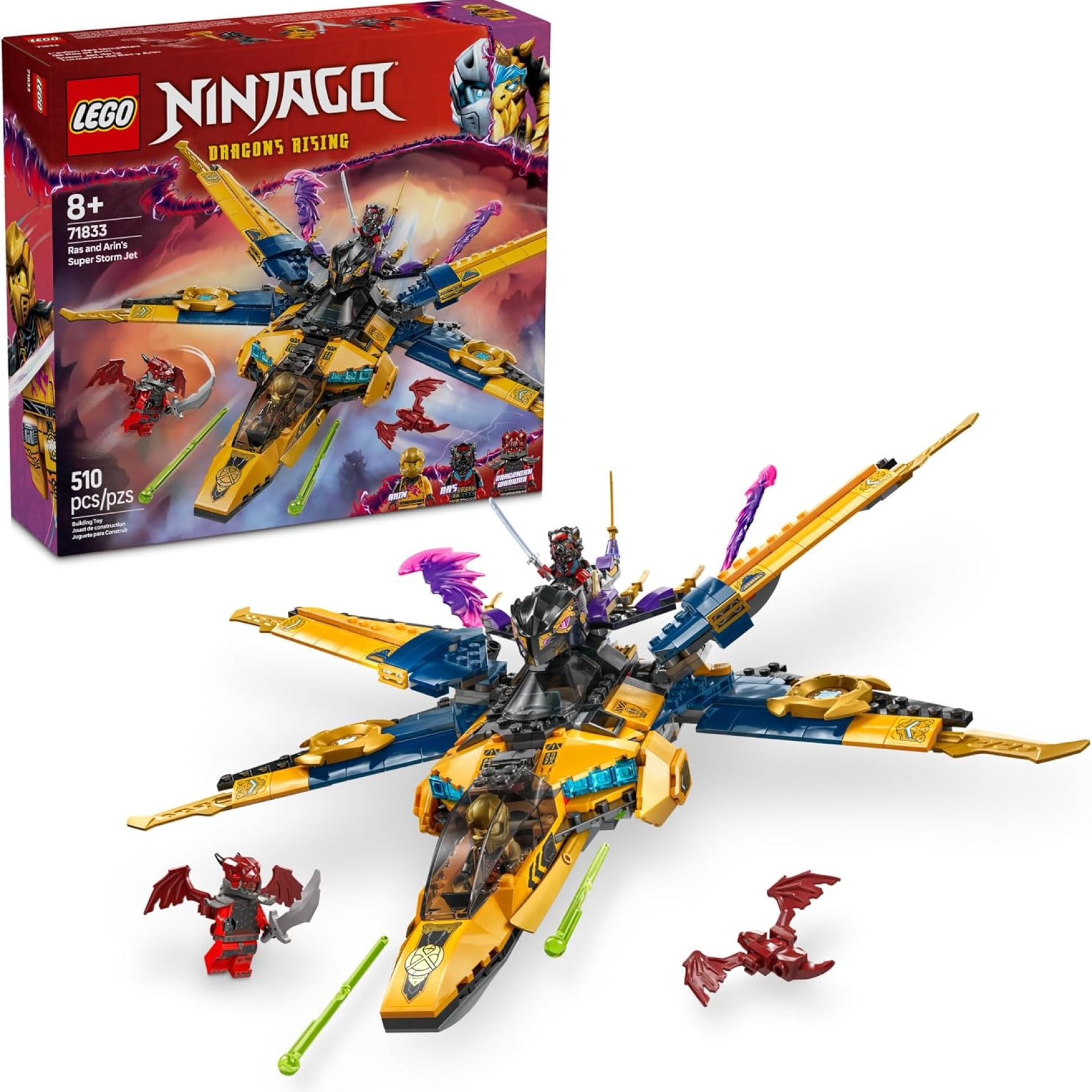 LEGO NINJAGO Ras and Arin’s Super Storm Jet Toy – Building Toy for Kids, Boys and Girls, Ages 8+ – Airplane Toy with Detachable Drone and 3 Minifigures – Gift Idea for Birthdays – 71833 LEGO NINJAGO Ras and Arin’s Super Storm Jet Toy – Building Toy for Kids, Boys and Girls, Ages 8+ – Airplane Toy with Detachable Drone and 3 Minifigures – Gift Idea for Birthdays – 71833