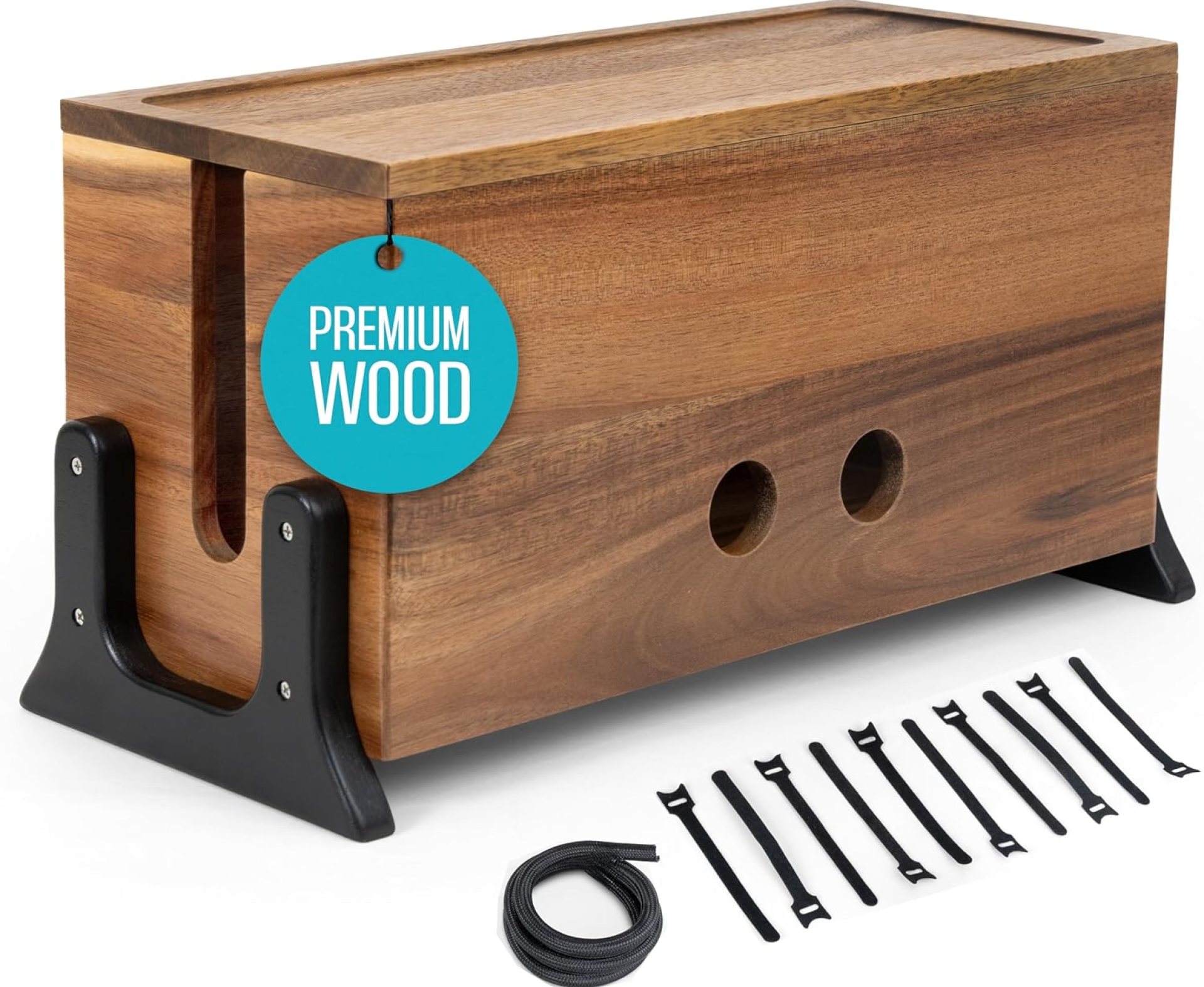 Extra Large Cable Management Box, Wood Cord Hider Box & Organizer for Power Strip, TV Wires & Desk Cable Storage Extra Large Cable Management Box, Wood Cord Hider Box & Organizer for Power Strip, TV Wires & Desk Cable Storage