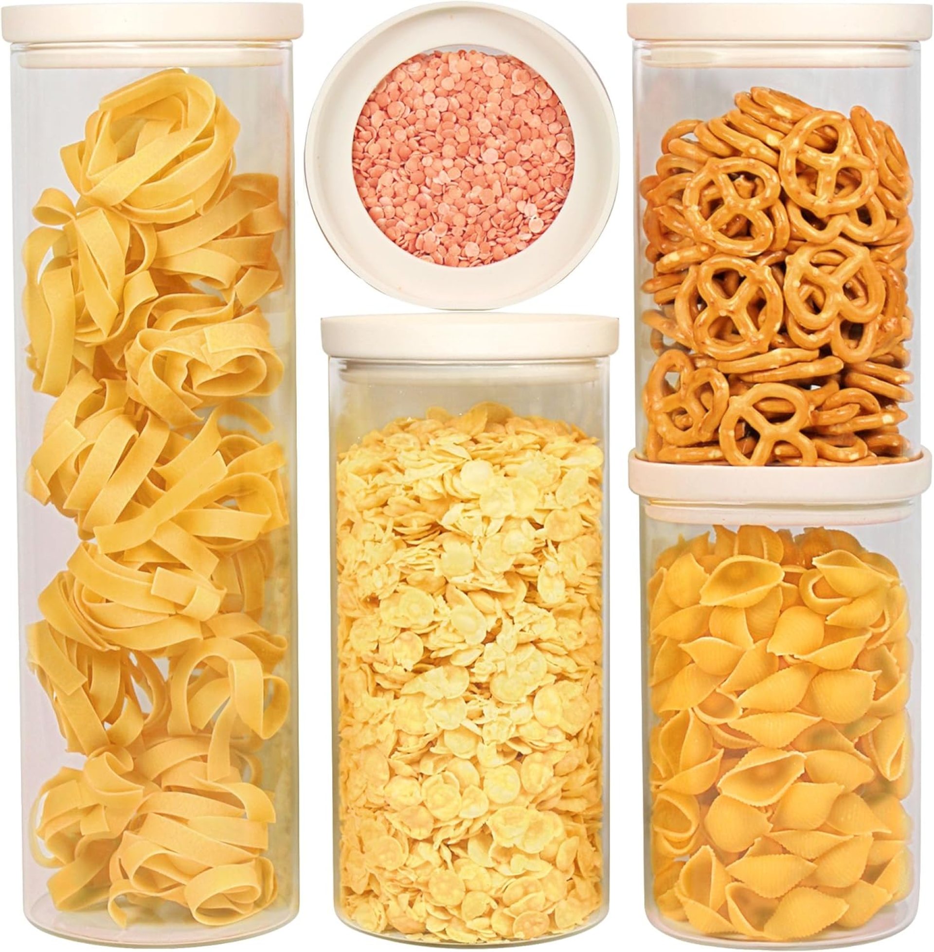 Urban Green Glass Food Storage Jar with Glass Lid, Food Canister Set with Airtight Lids, Pantry Jars for Kitchen Organization, Glass Food Storage Containers in Set of 5 Urban Green Glass Food Storage Jar with Glass Lid, Food Canister Set with Airtight Lids, Pantry Jars for Kitchen Organization, Glass Food Storage Containers in Set of 5