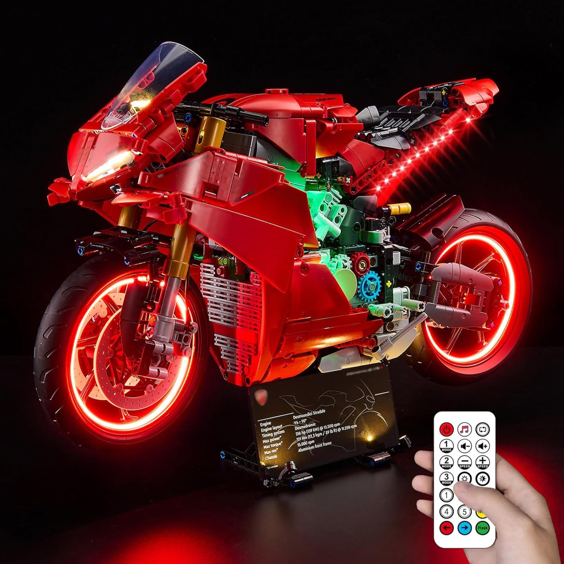 Kyglaring LED Lighting Kit for Lego Ducati Panigale V4 S Motorcycle Model Set, Compatible with Lego 42202(Remote Control) Kyglaring LED Lighting Kit for Lego Ducati Panigale V4 S Motorcycle Model Set, Compatible with Lego 42202(Remote Control)