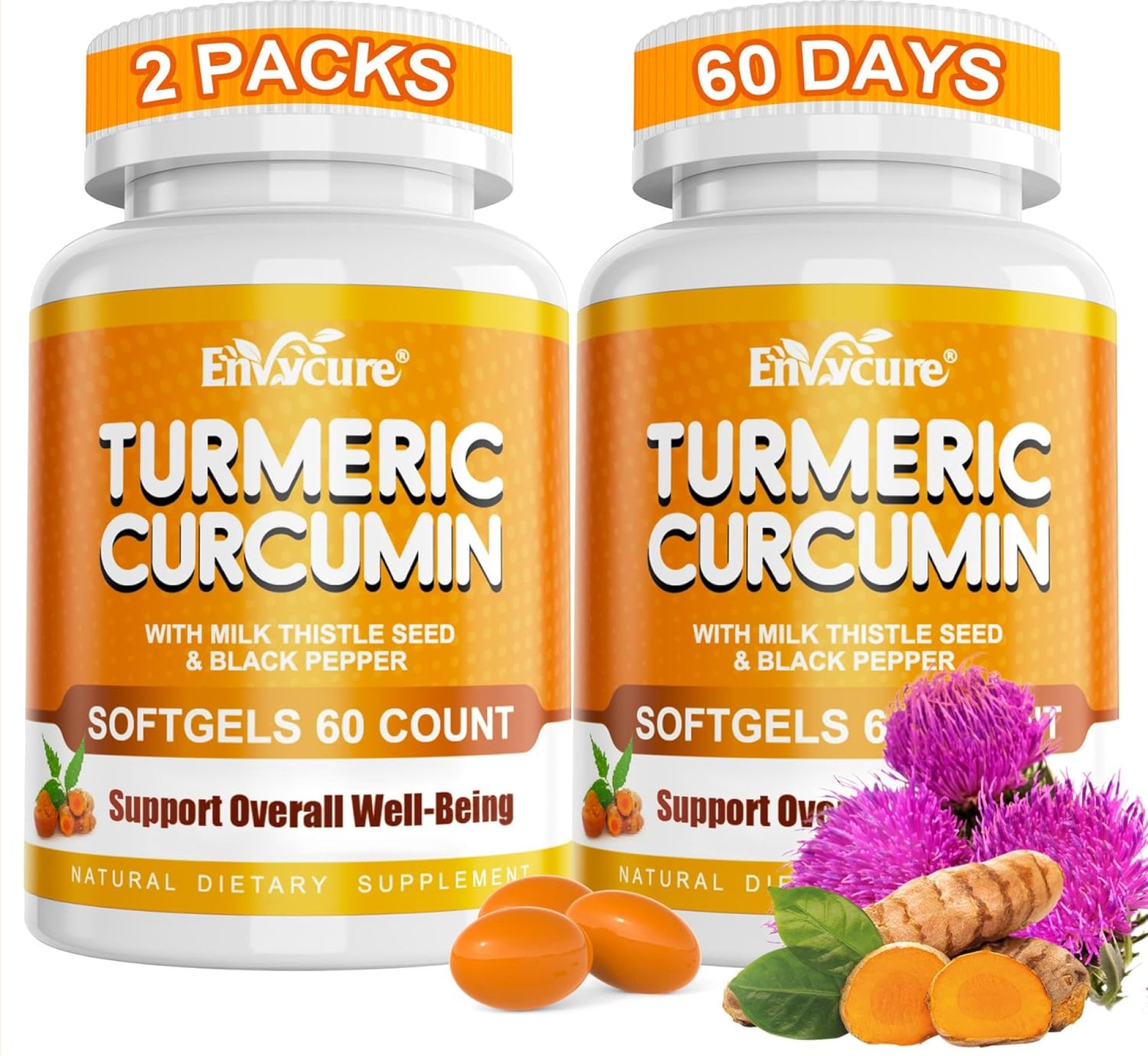 5 in 1 Turmeric Curcumin Softgels 2000mg with Milk Thistle Seed Extract & Black Pepper, Ginger Root – Immune, Liver Support – 95% Curcuminoids – Turmeric and Ginger Supplement Softgel Capsules 5 in 1 Turmeric Curcumin Softgels 2000mg with Milk Thistle Seed Extract & Black Pepper, Ginger Root – Immune, Liver Support – 95% Curcuminoids – Turmeric and Ginger Supplement Softgel Capsules