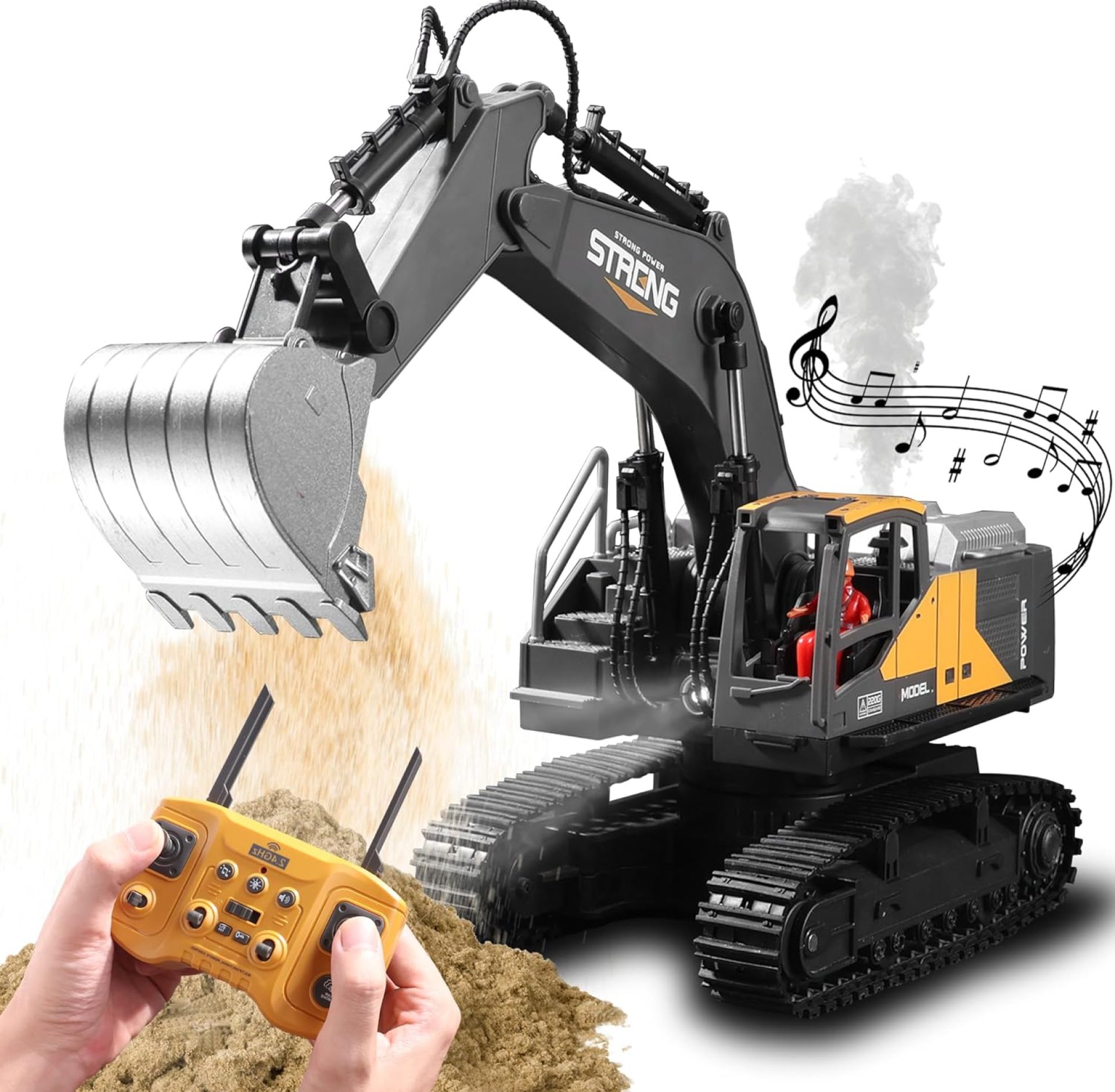 Remote Control Excavator Toys for Boys,16 Channel RC Digger Construction Toys Tractor, One-Click Acceleration, Simulated Smoke, Sound, Lights, Metal Digging Head, Toys for Boys 6 7 8 9 10 11 12 Remote Control Excavator Toys for Boys,16 Channel RC Digger Construction Toys Tractor, One-Click Acceleration, Simulated Smoke, Sound, Lights, Metal Digging Head, Toys for Boys 6 7 8 9 10 11 12