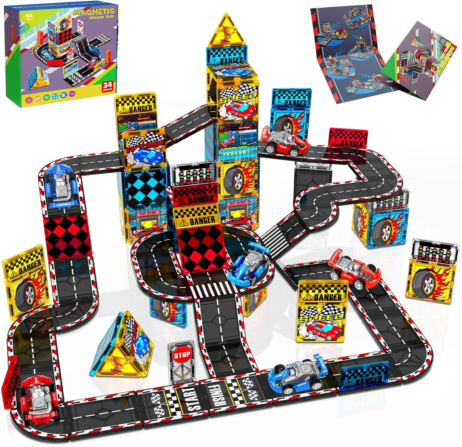 Magnetic Tiles Road Set | Magna Tiles Race Track, Magnetic Car Racing Magnatiles for Kids Ages 4-8 5-7, Toddler Magnet Building Blocks STEM Learning Sensory Birthday Gifts for 3+ Years Old Boys Girls Magnetic Tiles Road Set | Magna Tiles Race Track, Magnetic Car Racing Magnatiles for Kids Ages 4-8 5-7, Toddler Magnet Building Blocks STEM Learning Sensory Birthday Gifts for 3+ Years Old Boys Girls