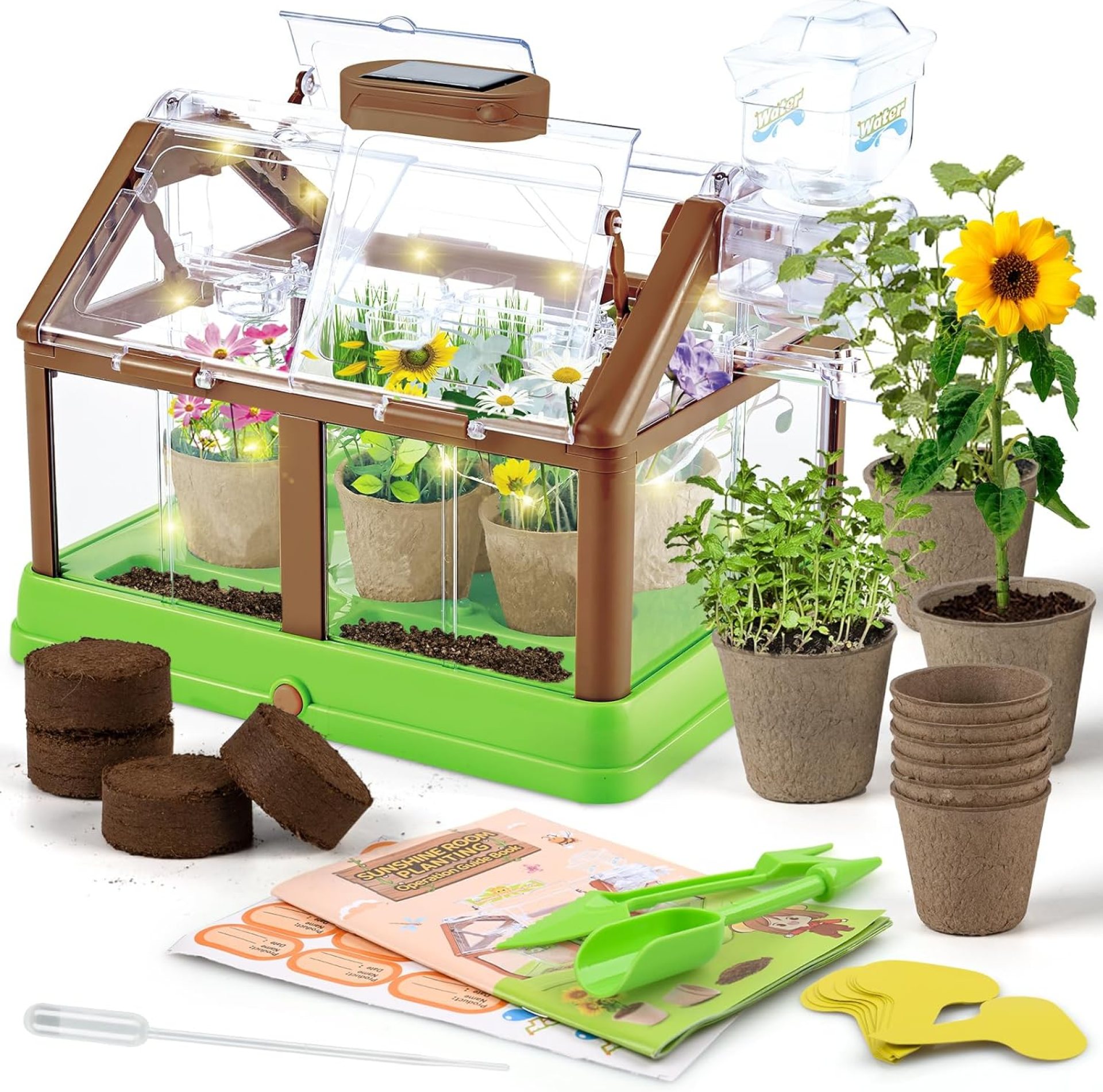 Kids Plant Growing Kit – Kids Greenhouse & Flower Growing Kit with Upgraded Irrigation & Grow Light – Perfect Gardening for Kids(Solar Green) Kids Plant Growing Kit – Kids Greenhouse & Flower Growing Kit with Upgraded Irrigation & Grow Light – Perfect Gardening for Kids(Solar Green)
