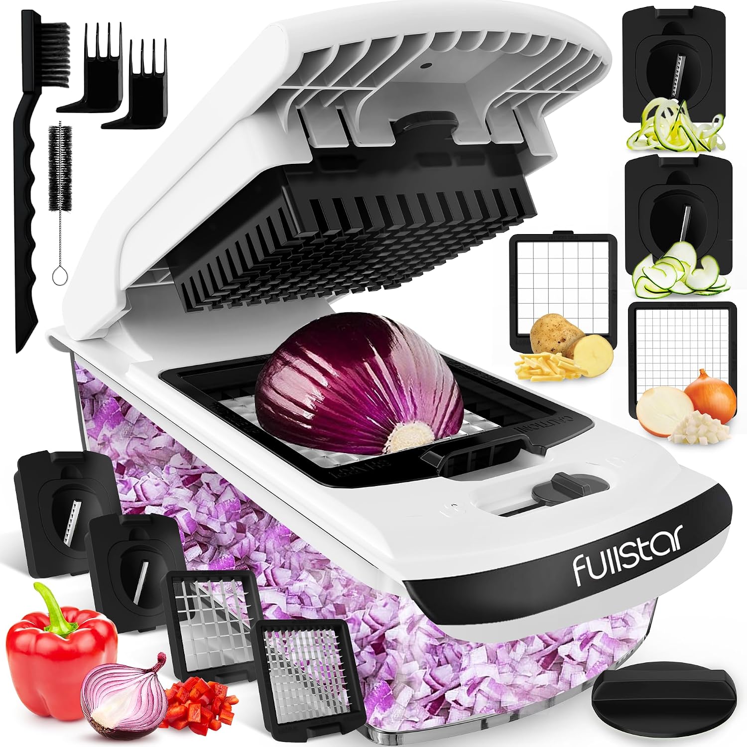 Fullstar Vegetable Chopper and Spiralizer – Food Chopper with Container, Fruit Slicer, Kitchen Gadgets & Accessories, Home Essentials (4 in 1, White) Fullstar Vegetable Chopper and Spiralizer – Food Chopper with Container, Fruit Slicer, Kitchen Gadgets & Accessories, Home Essentials (4 in 1, White)