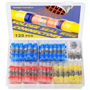 haisstronica 120PCS Solder Seal Wire Connectors, Marine Grade Heat Shrink Butt Splice Connectors for Electrical, Stereo, Corrosion and Weatherproof