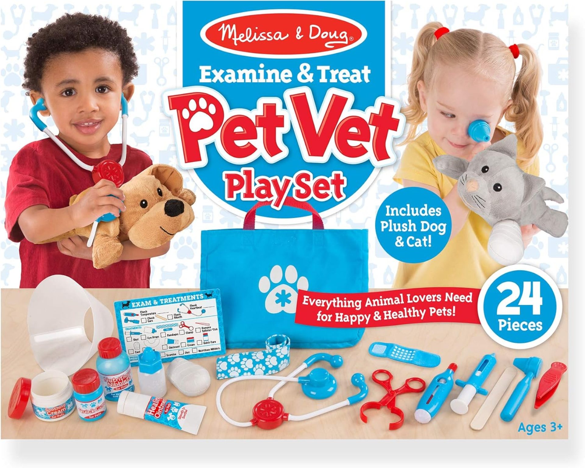 Melissa & Doug Examine and Treat Pet Vet Play Set (24 pcs) – Kids Veterinary Play Set, Veterinarian Kit For Kids, STEAM Toy, Pretend Play Doctor Set For Kids Ages 3+ Melissa & Doug Examine and Treat Pet Vet Play Set (24 pcs) – Kids Veterinary Play Set, Veterinarian Kit For Kids, STEAM Toy, Pretend Play Doctor Set For Kids Ages 3+