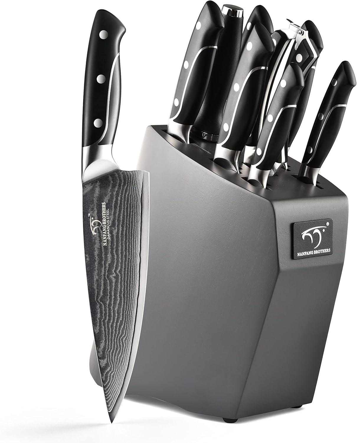 Damascus Kitchen Knife Sets, 9 Pieces Kitchen Knives Set with Block, ABS Ergonomic Handle for Chef Knife Set, Knife Sharpener and Kitchen Shears, Knife Block Set Damascus Kitchen Knife Sets, 9 Pieces Kitchen Knives Set with Block, ABS Ergonomic Handle for Chef Knife Set, Knife Sharpener and Kitchen Shears, Knife Block Set