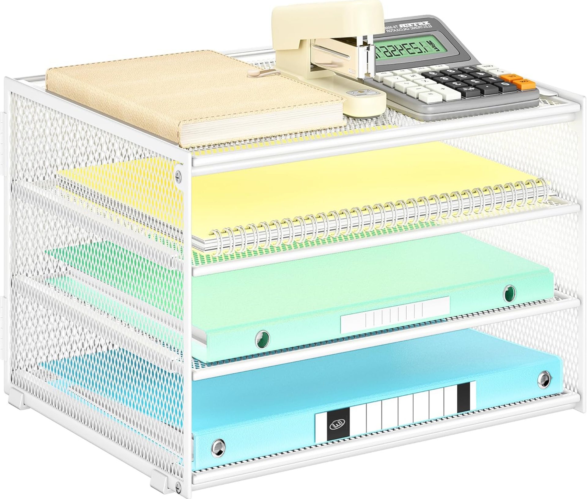 Lavatino 3-Tier Letter Tray Desk Paper Organizer – White Mesh Metal File Tray Organizer for Desk, Office Supplies & Home Organization | Fits A4/Letter Paper, Mail, Magazines and Office Accessories Lavatino 3-Tier Letter Tray Desk Paper Organizer – White Mesh Metal File Tray Organizer for Desk, Office Supplies & Home Organization | Fits A4/Letter Paper, Mail, Magazines and Office Accessories